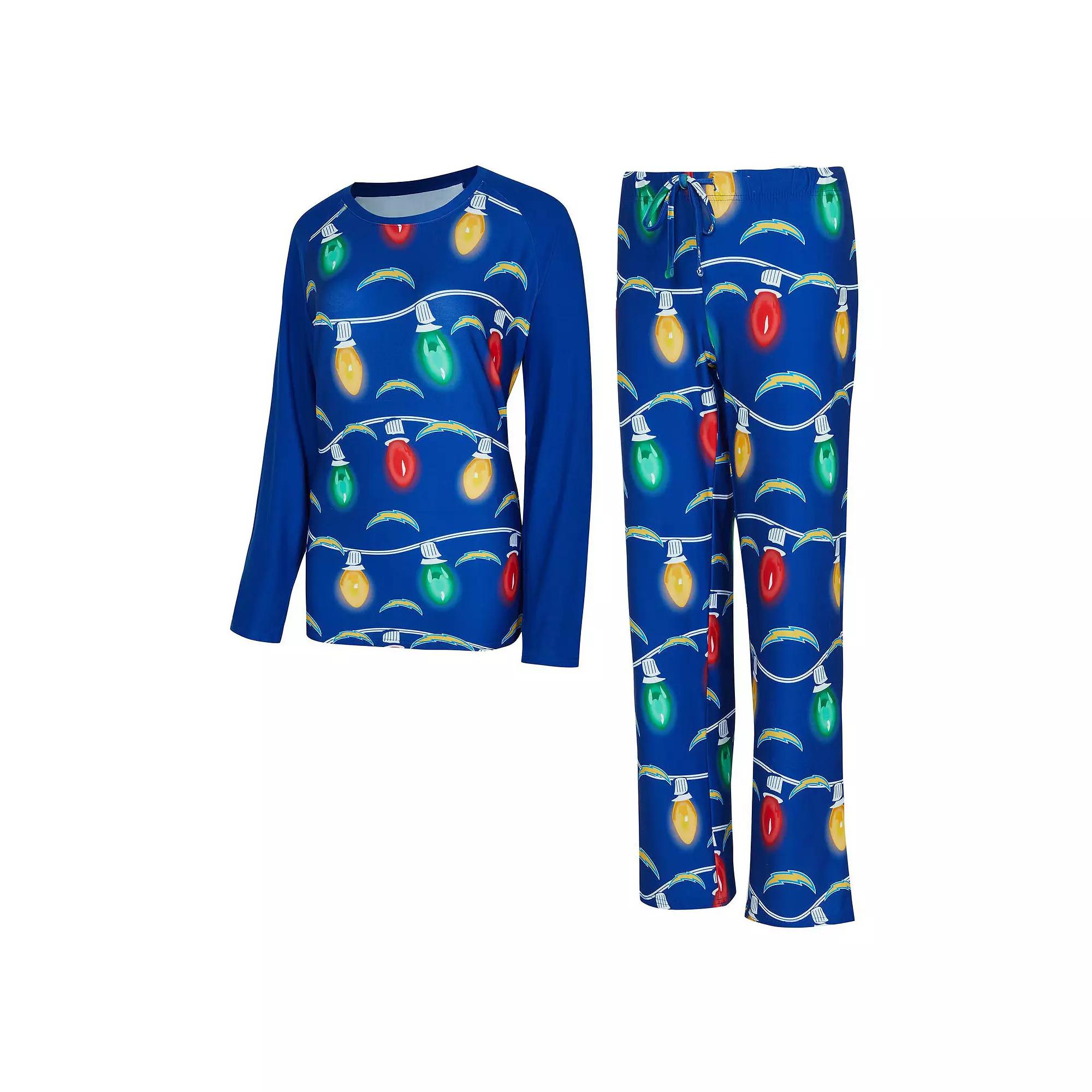 Women's Concepts Sport Los Angeles Chargers Garland Knit Raglan Long Sleeve T-Shirt & Pants Set,  Product Image