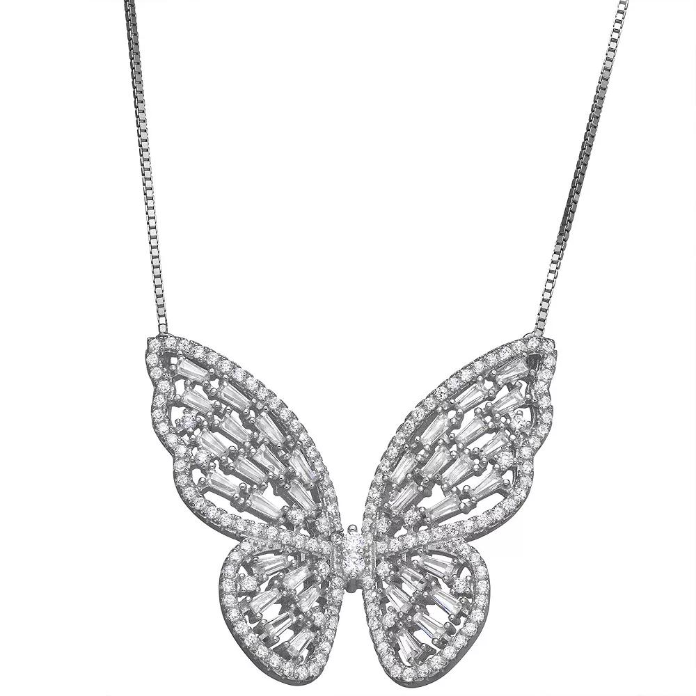 Designs by Gioelli Sterling Silver Cubic Zirconia Butterfly Necklace, Womens Product Image