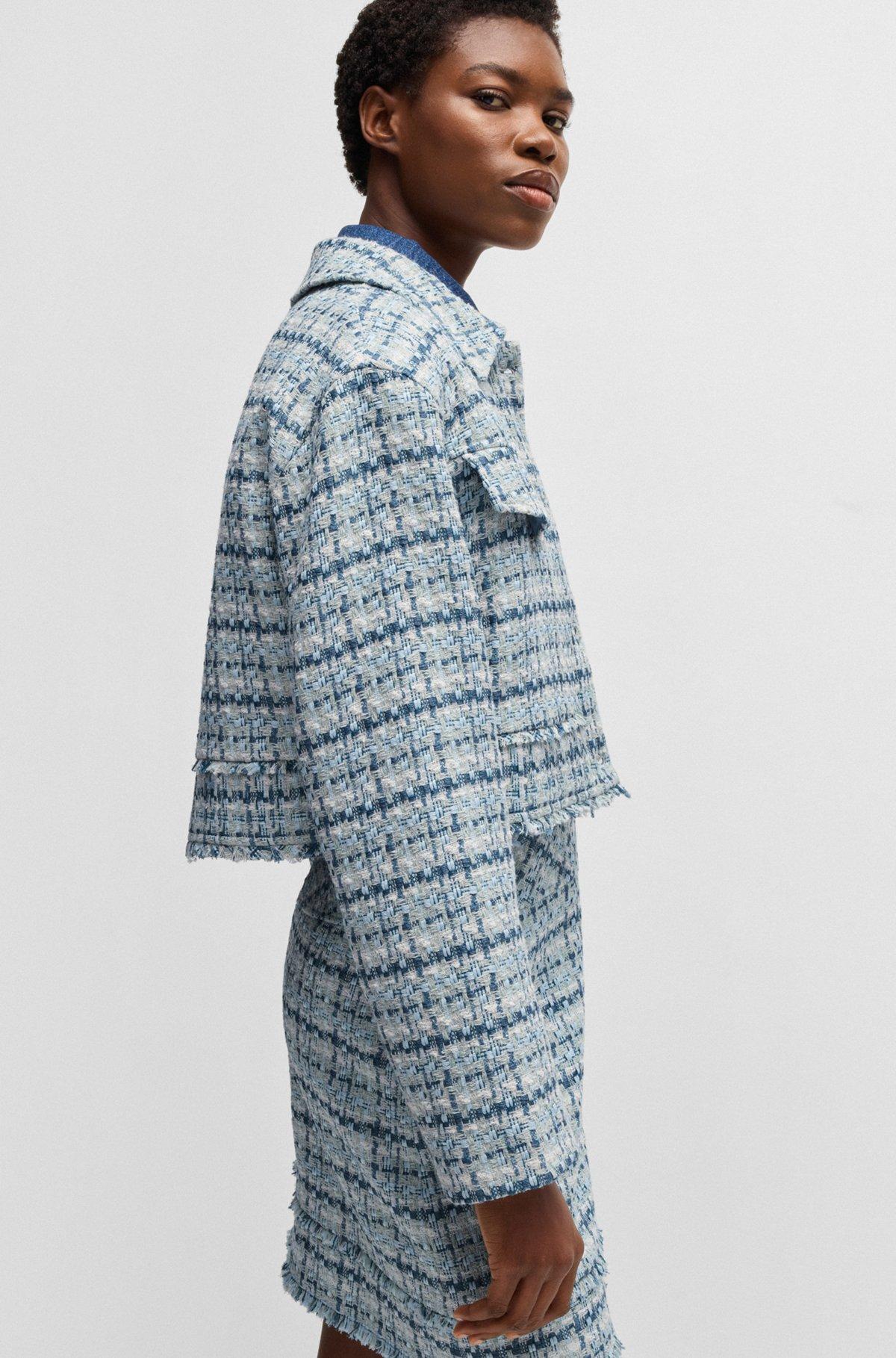 Cropped tweed jacket with metallic buttons Product Image