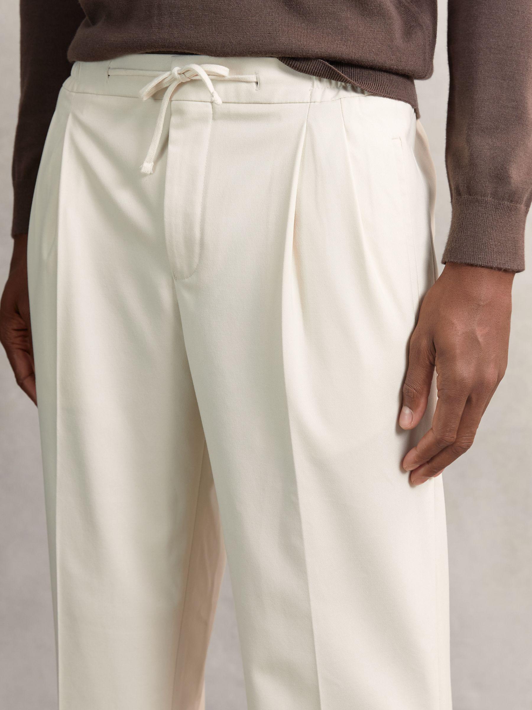 Relaxed-Fit Twill Drawstring Trousers in Ecru Product Image