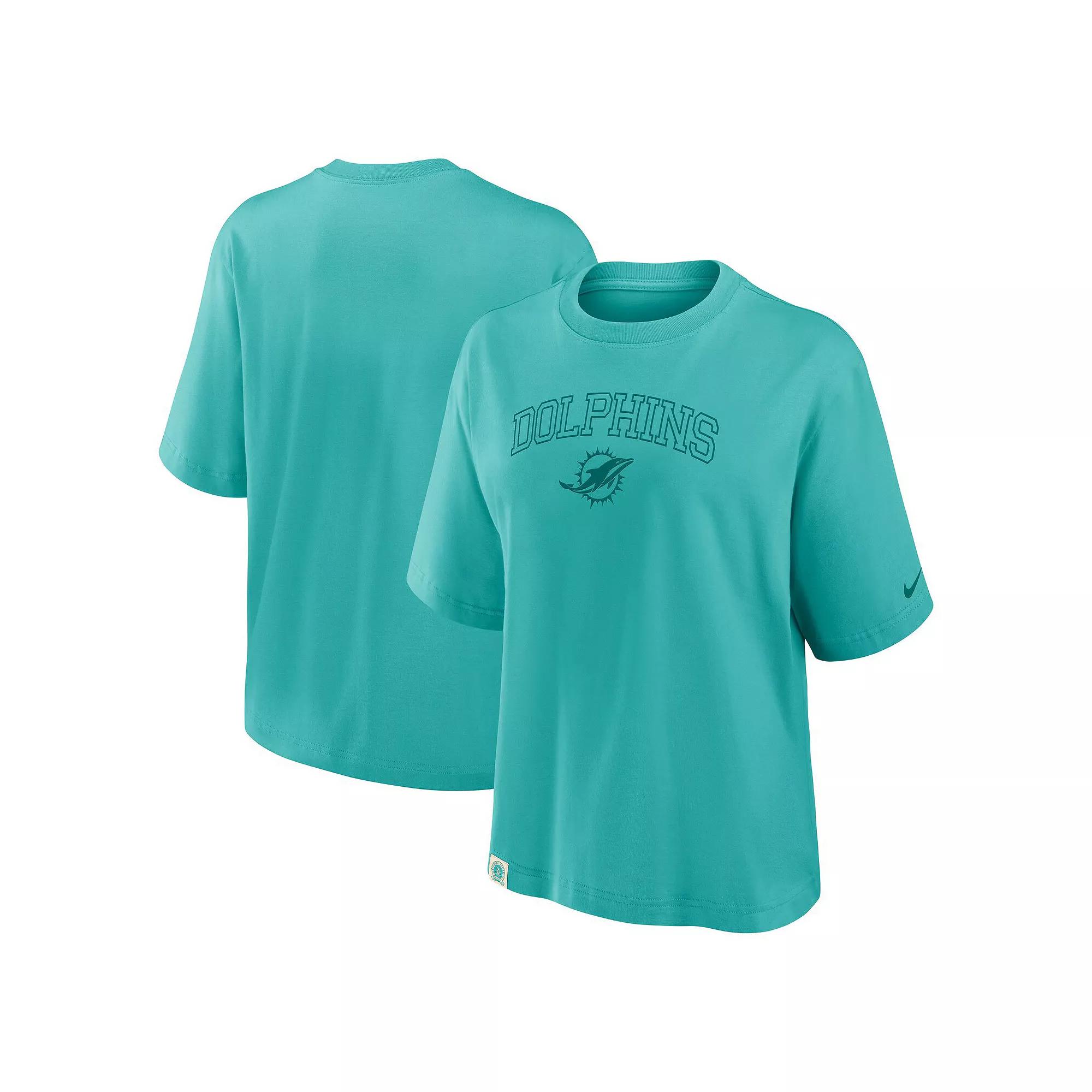 Women's Nike Aqua Miami Dolphins Arch Boxy T-Shirt,  Product Image