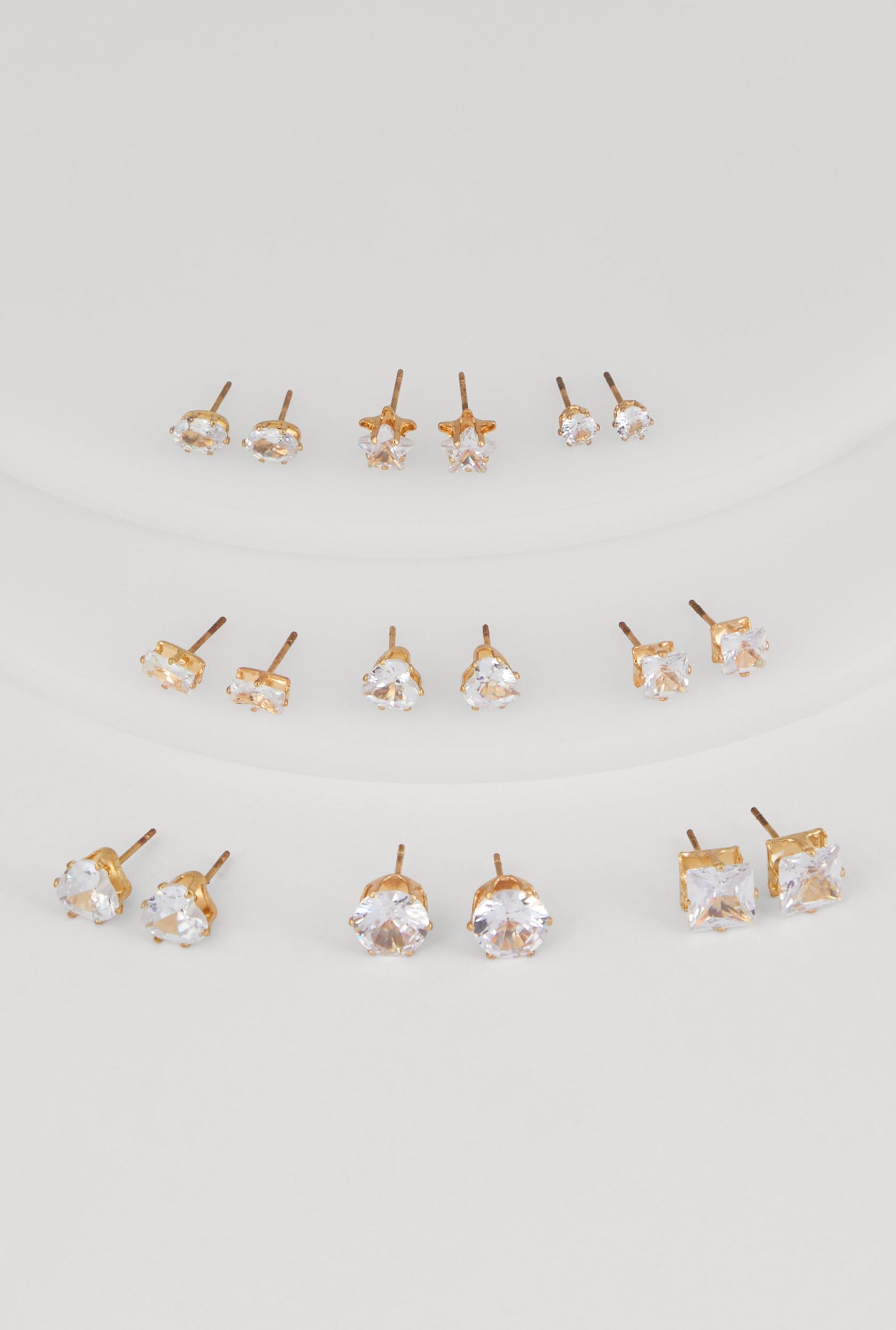 Metallic Hoop Earrings Set of 6 Male Product Image