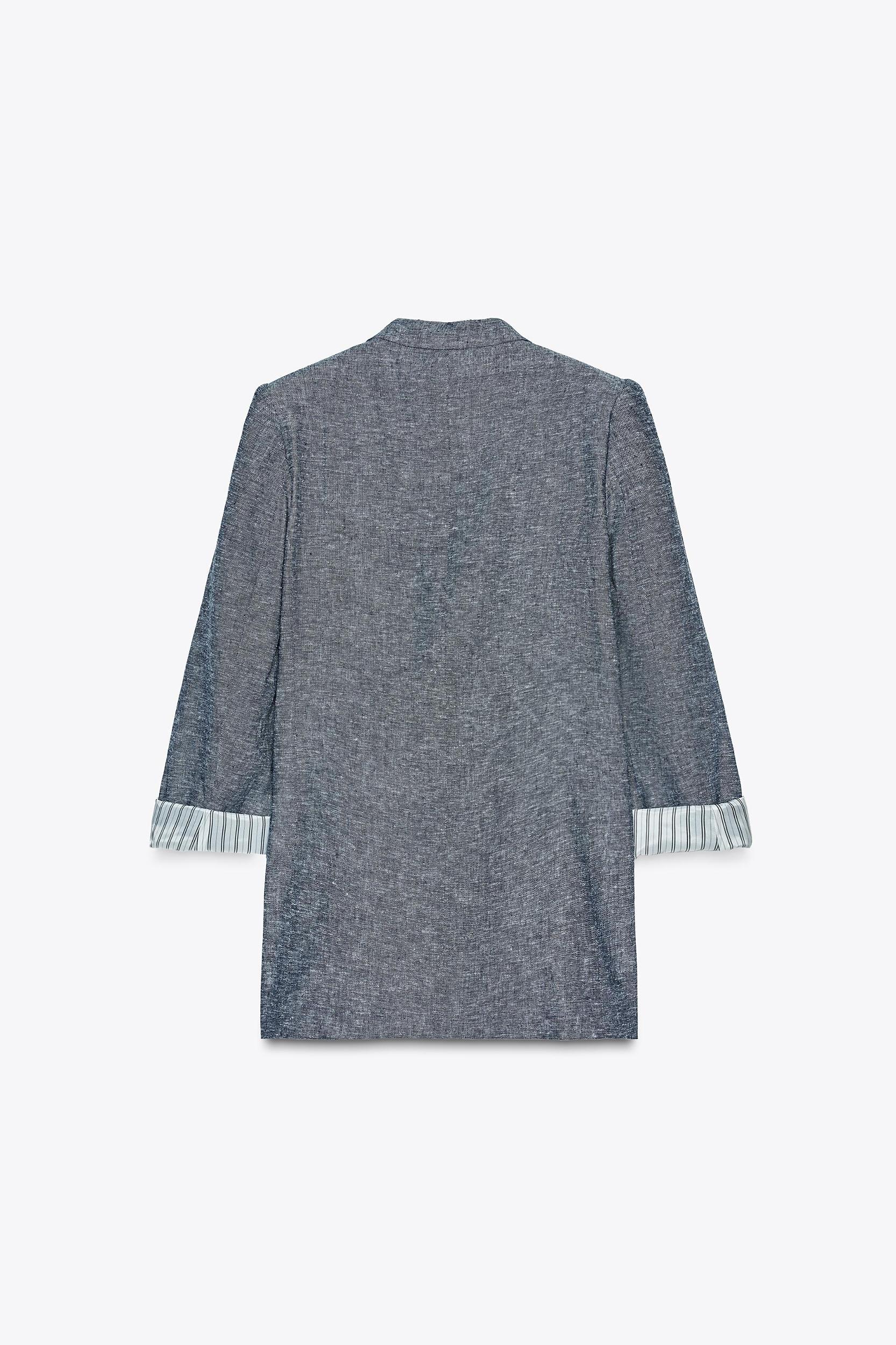 LINEN TURN-UP SLEEVE BLAZER Product Image