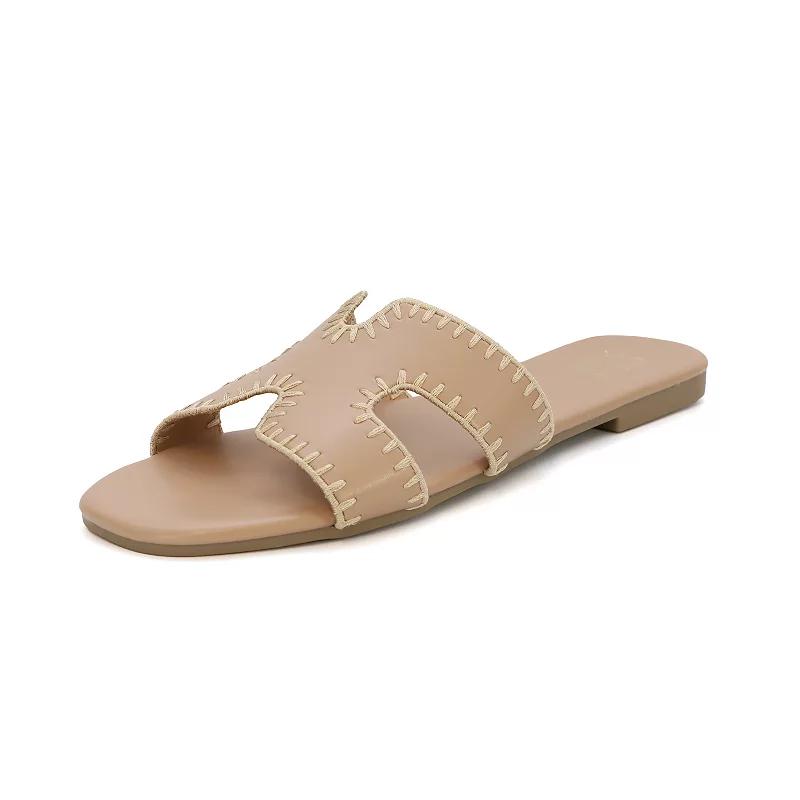 Yoki Essie-29 Women's Open Toe H-Band Stitch Sandals, Size: 8.5 Medium, Beige Product Image