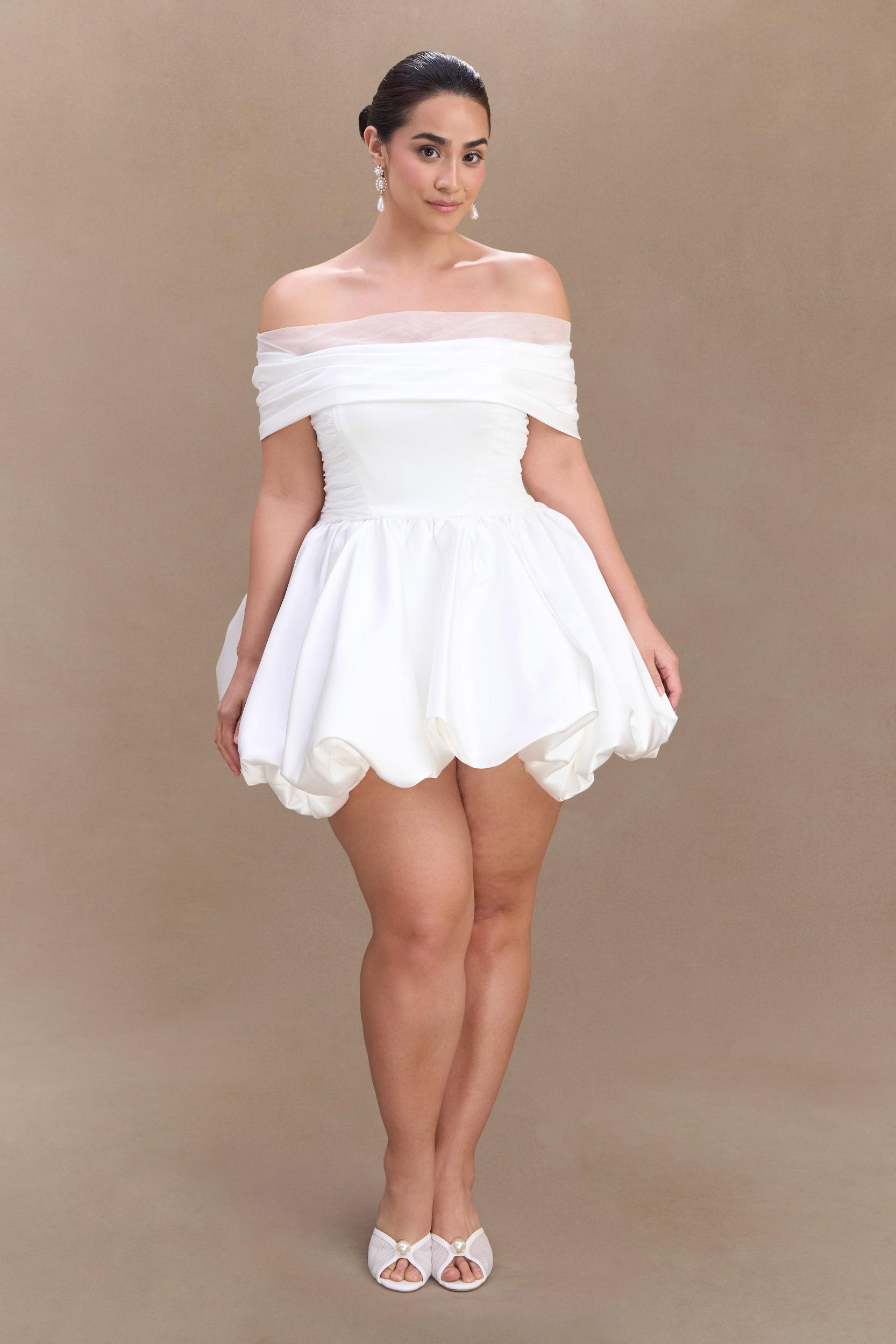 Lauretta Off Shoulder Mini Dress - White Product Image