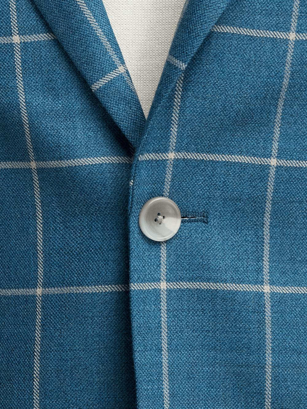Wool Windowpane Single Breasted Peak Lapel Sport Coat - Teal Product Image