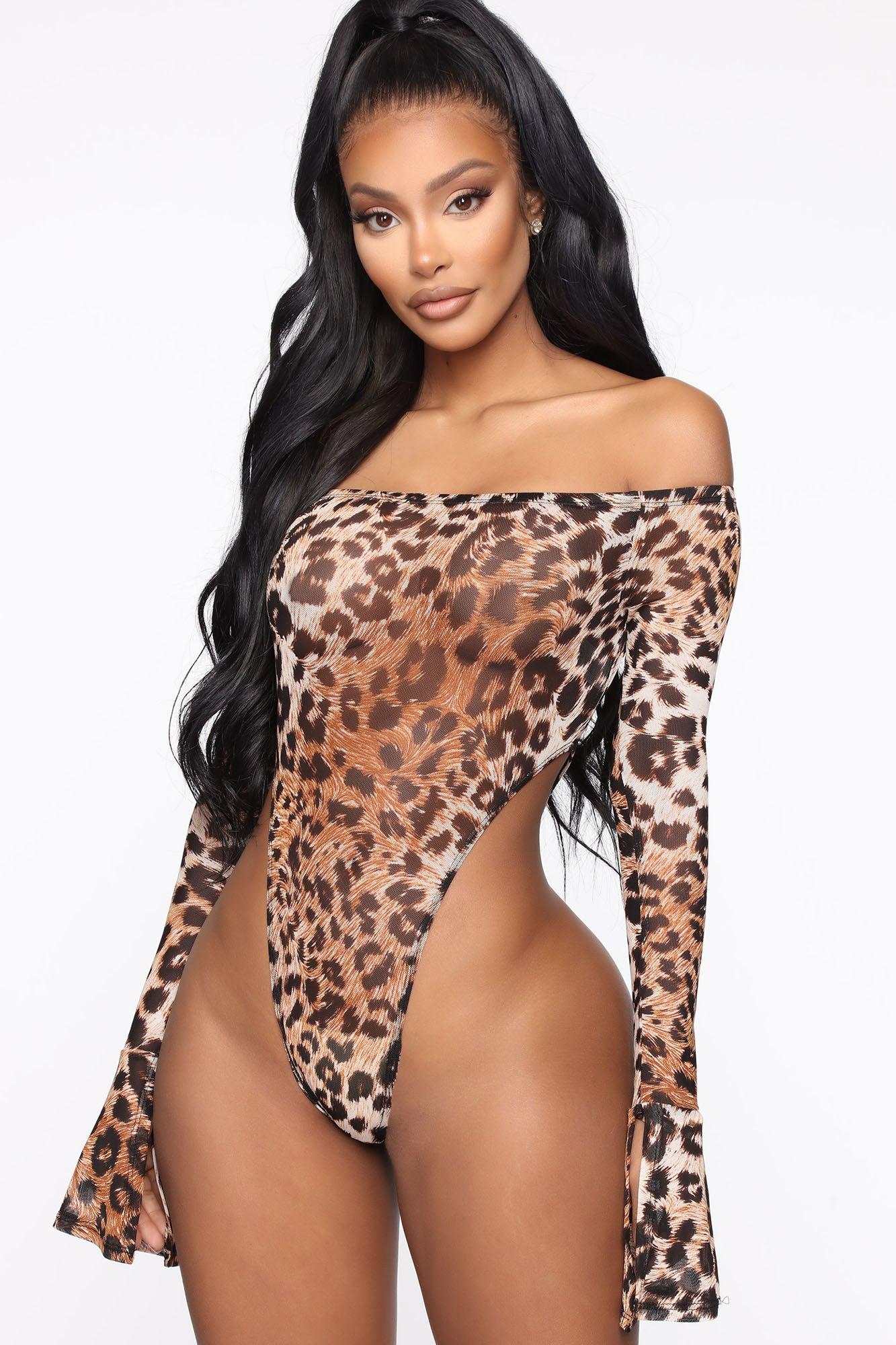 Feline Sexy Matching Set - Brown/combo Product Image