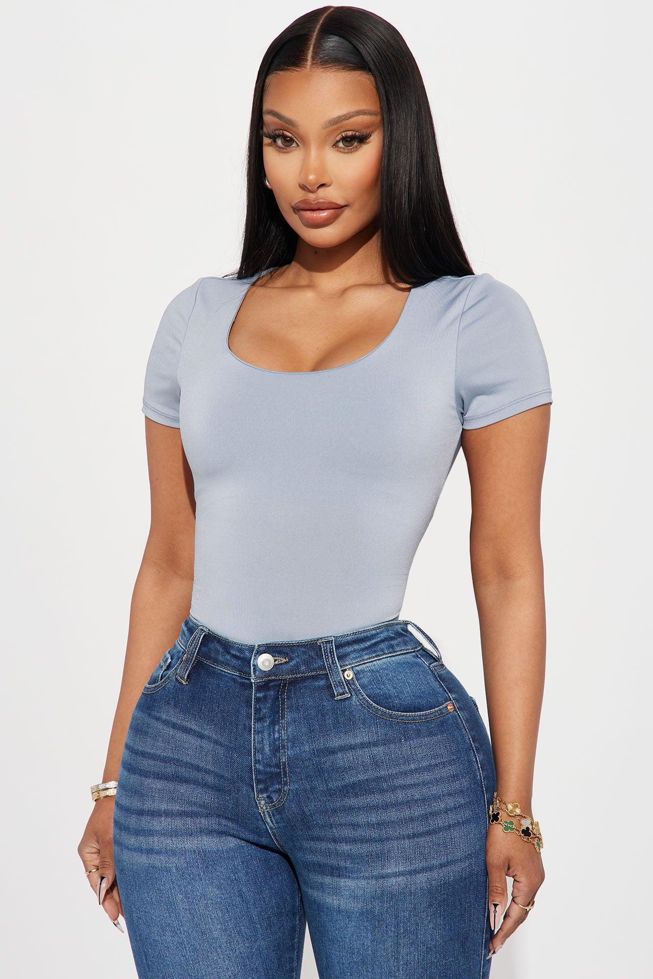 Tabitha Short Sleeve Bodysuit - Slate Blue Product Image