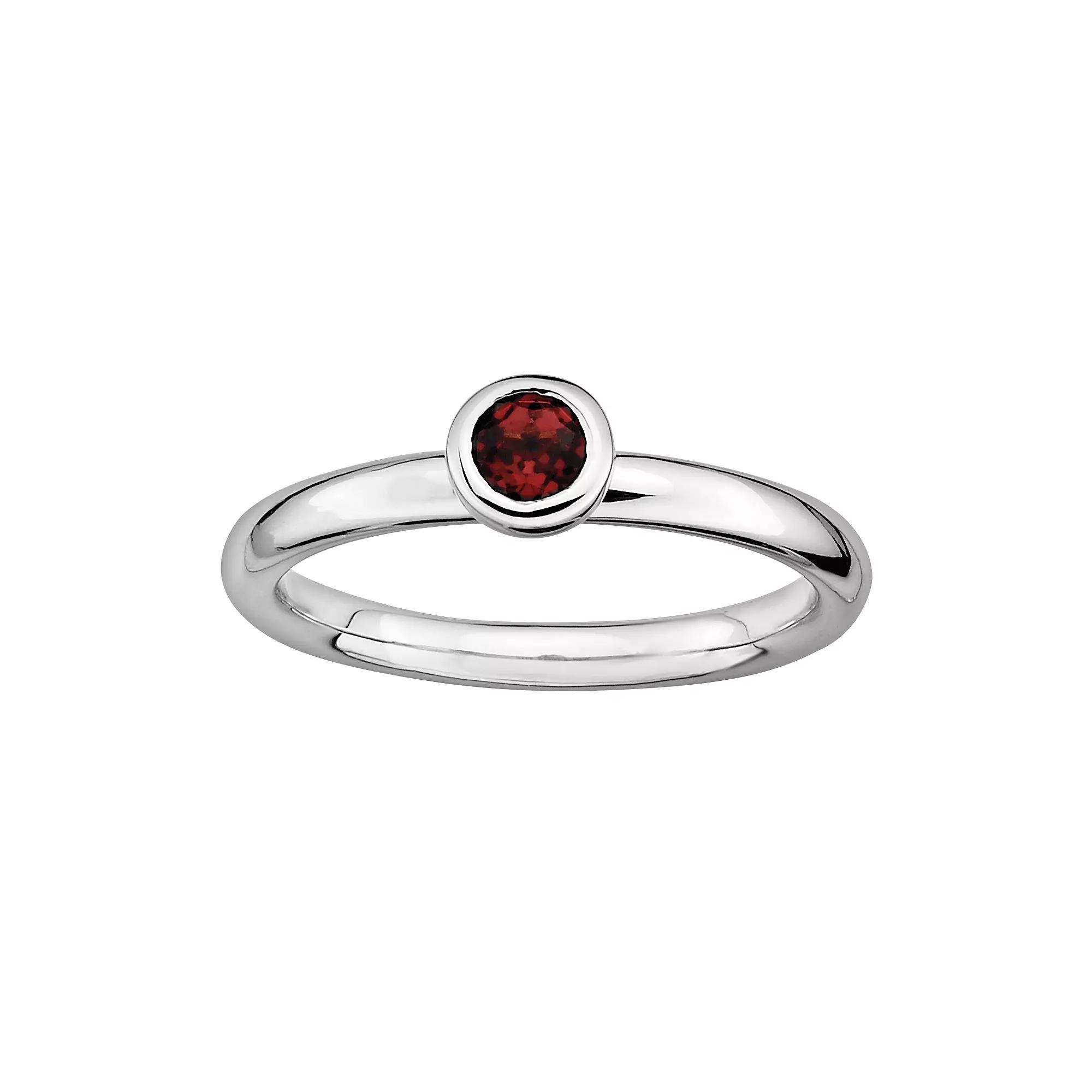 Stacks & Stones Sterling Silver Garnet Stack Ring, Women's, Size: 7, Red Product Image