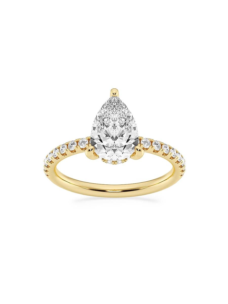 Womens 14K Yellow Gold & Pear-Cut Lab-Grown Diamond Hidden Halo Ring/0.80-3.41 TCW Product Image