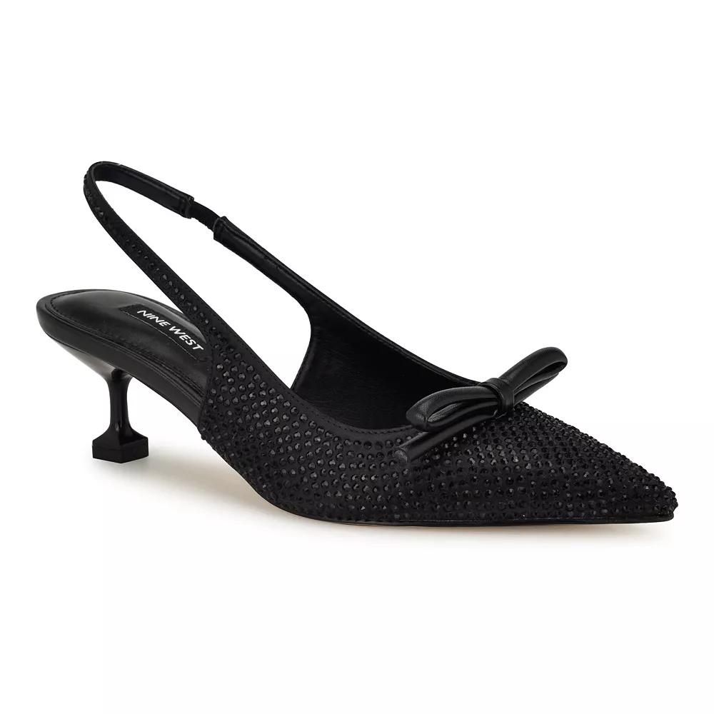 Nine West Wunder Women's Pointy Toe Slingback Dress Pumps, Size: 9, Silver Satin Product Image