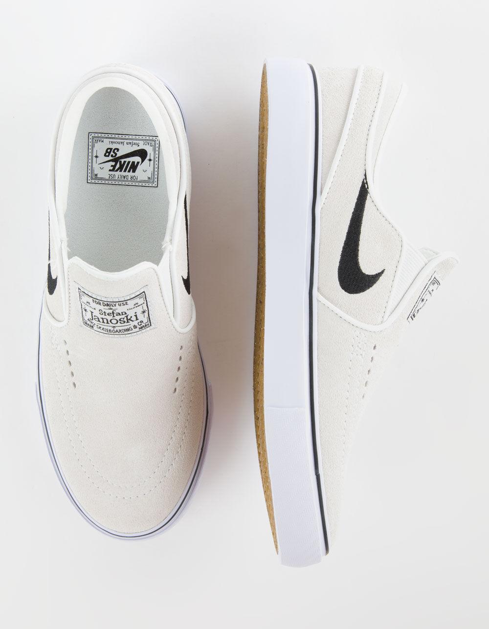 NIKE SB Janoski+ Slip-On Skate Shoes - WHT/BLK Product Image