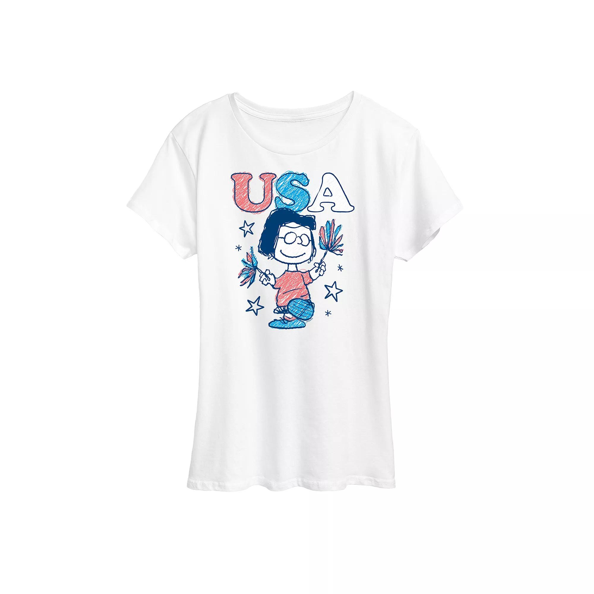 Women's Peanuts Marcie Pom Pom USA Graphic Tee,  Product Image