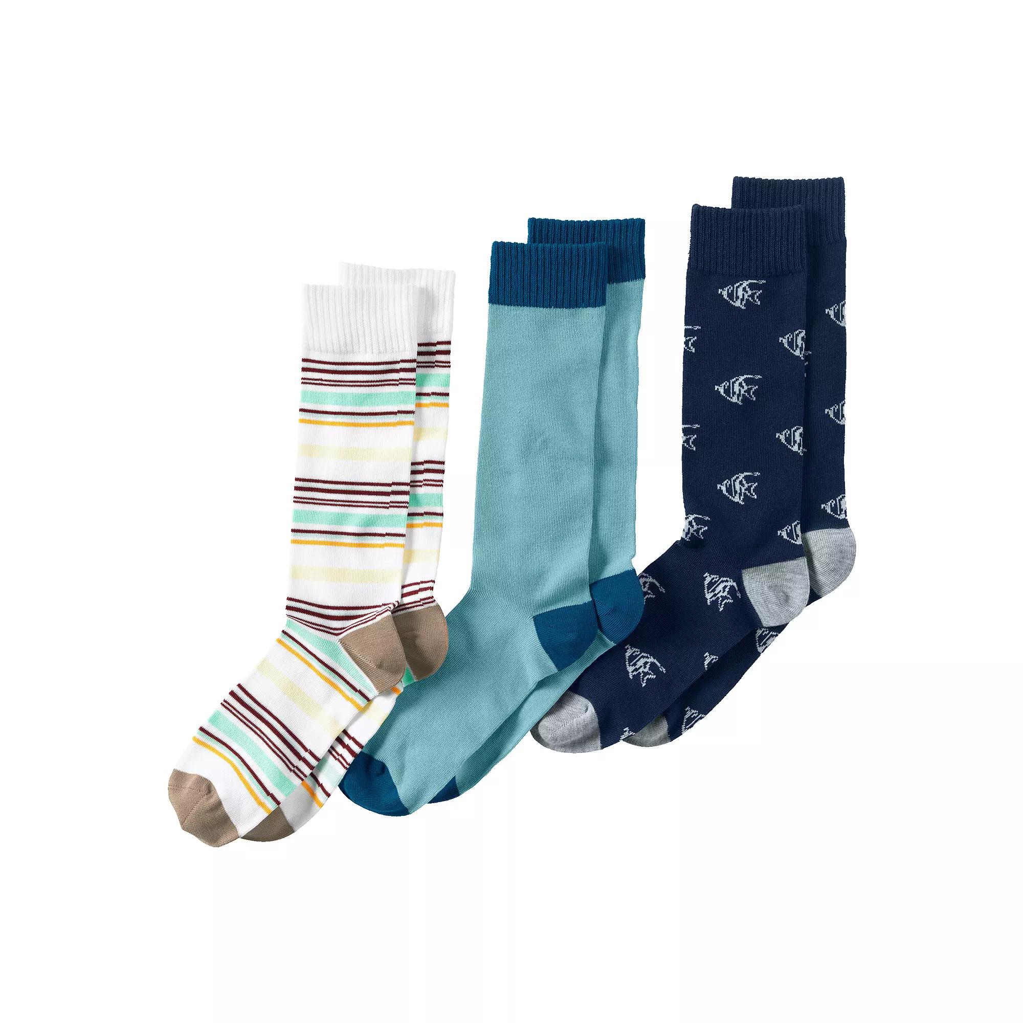 Men's Lands' End 3-Pack Novelty Dress Socks, Fish Pack Product Image
