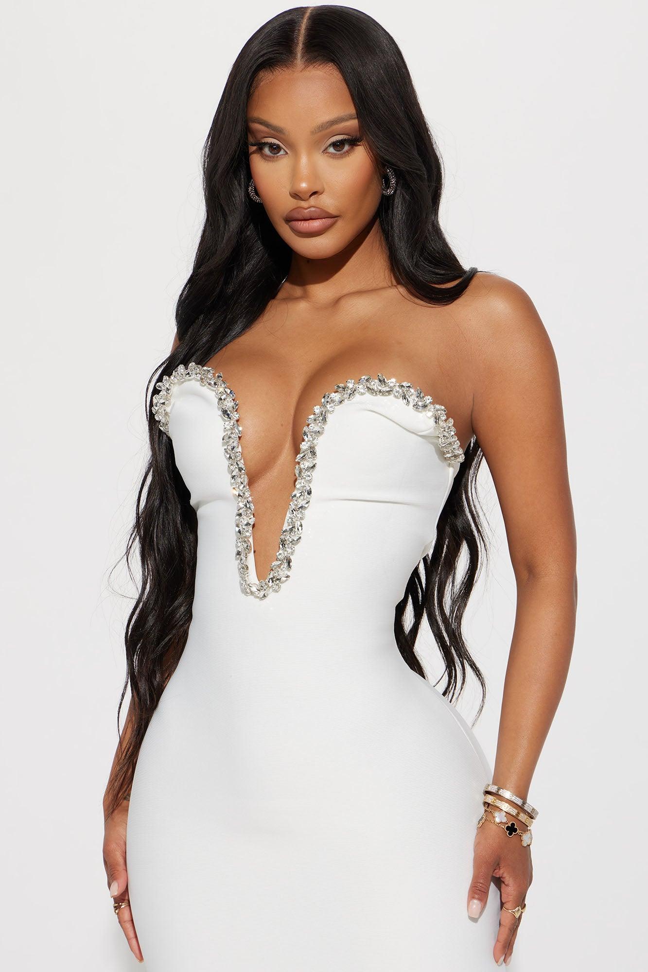 Sweetest Heart Embellished Midi Dress - White Product Image