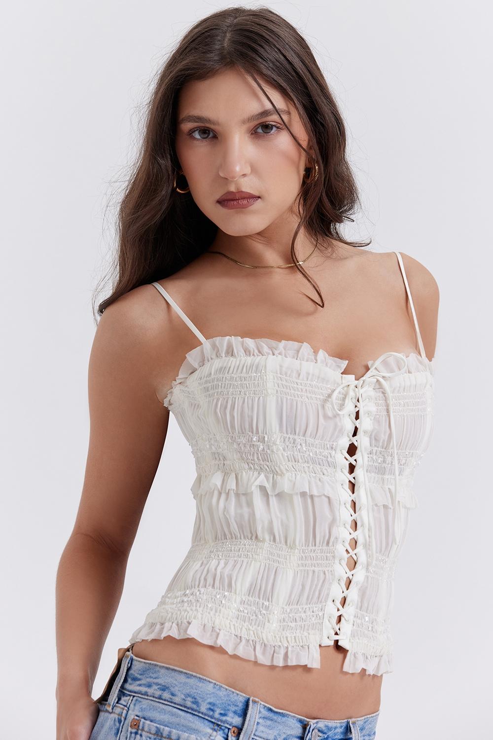 Lula  ivory sequin pleat corset Product Image