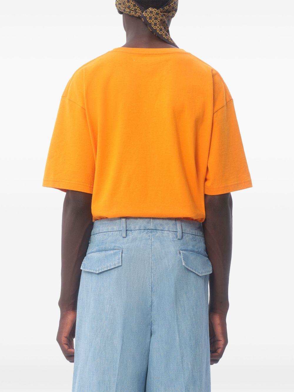 VALENTINO Cotton T-shirt With Chez Print In Orange Product Image