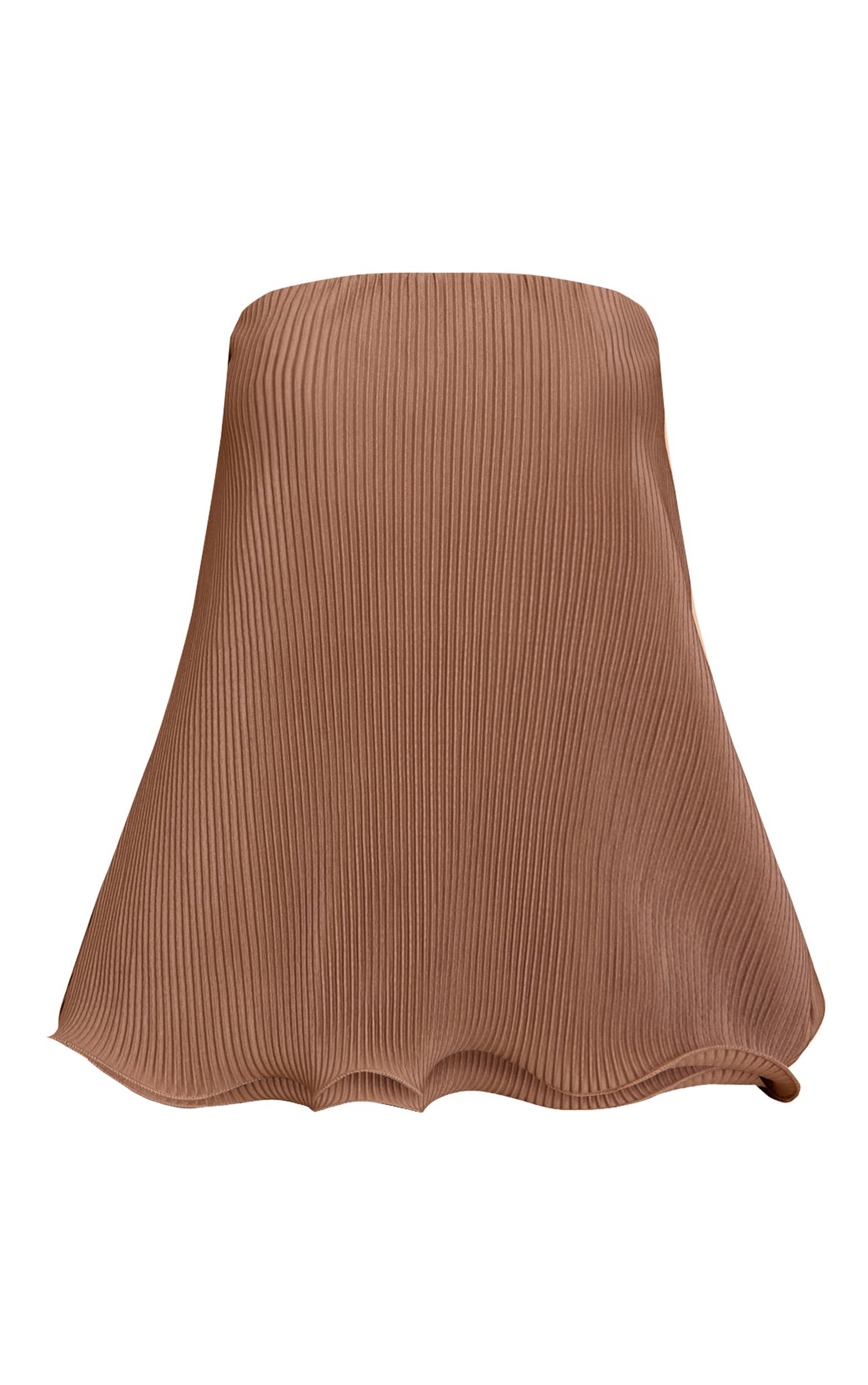 Petite Taupe Plisse Frilled edge Bandeau Top Product Image