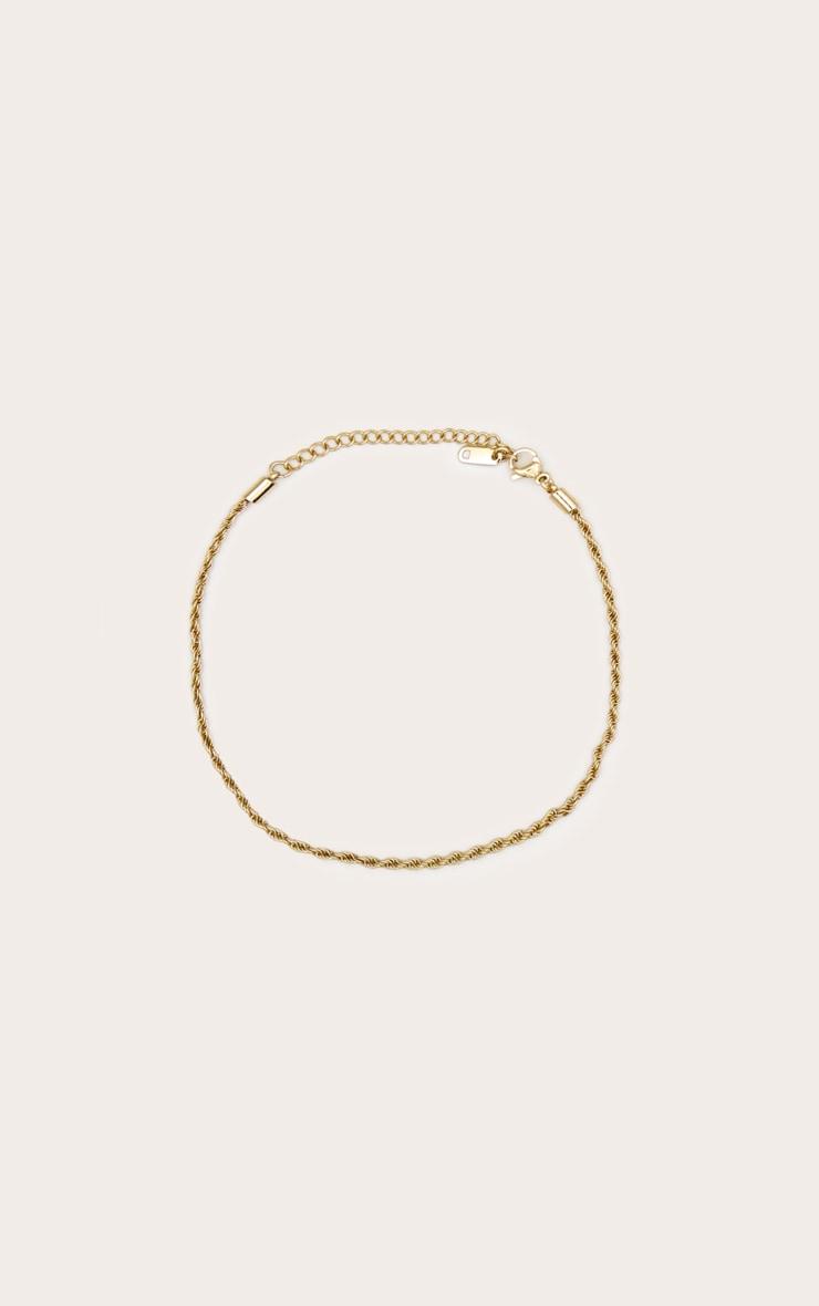 Gold Water Resistant Rope Twist Anklet Product Image