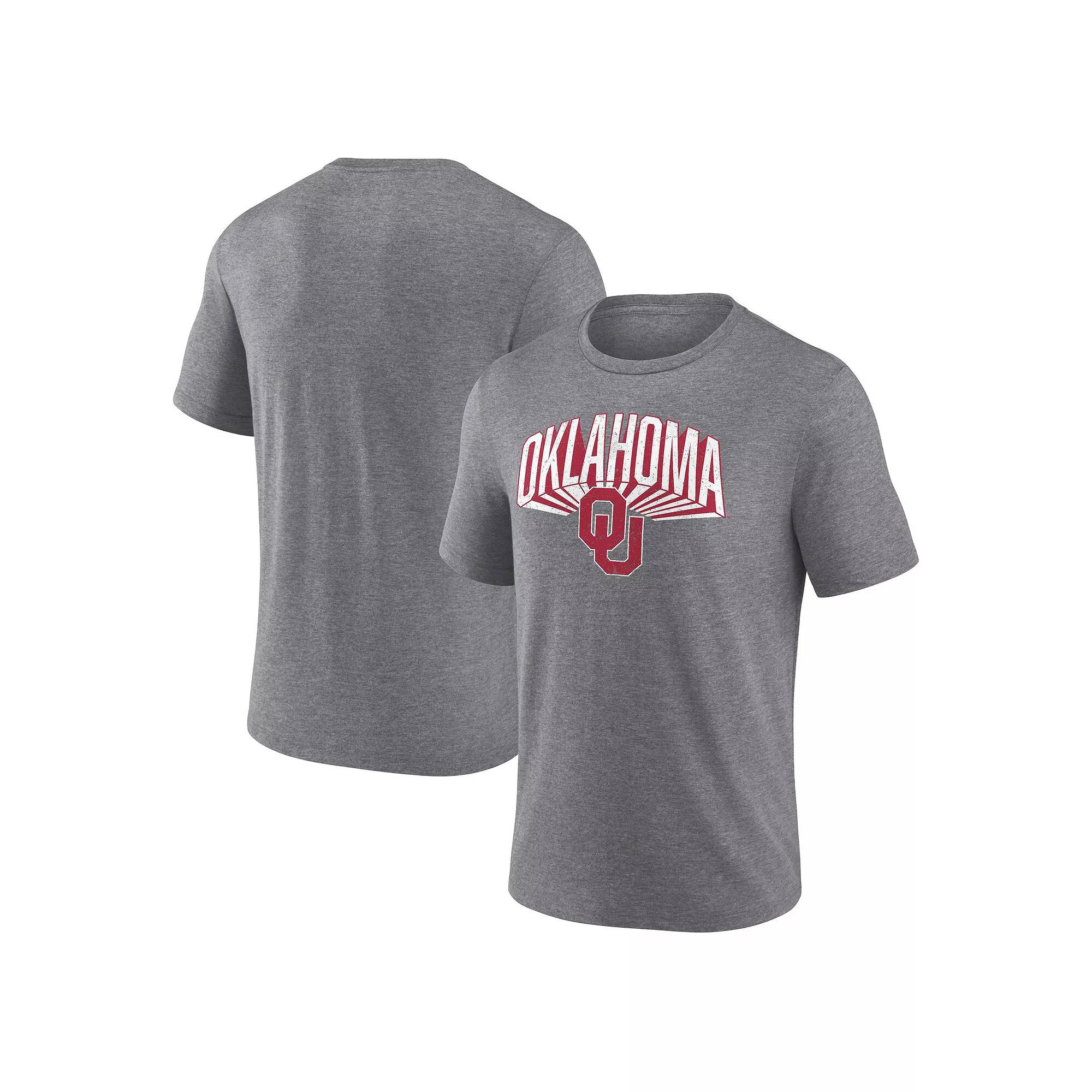 Men's Fanatics Gray Oklahoma Sooners Heritage Tri-Blend 3D Burst T-Shirt,  Product Image