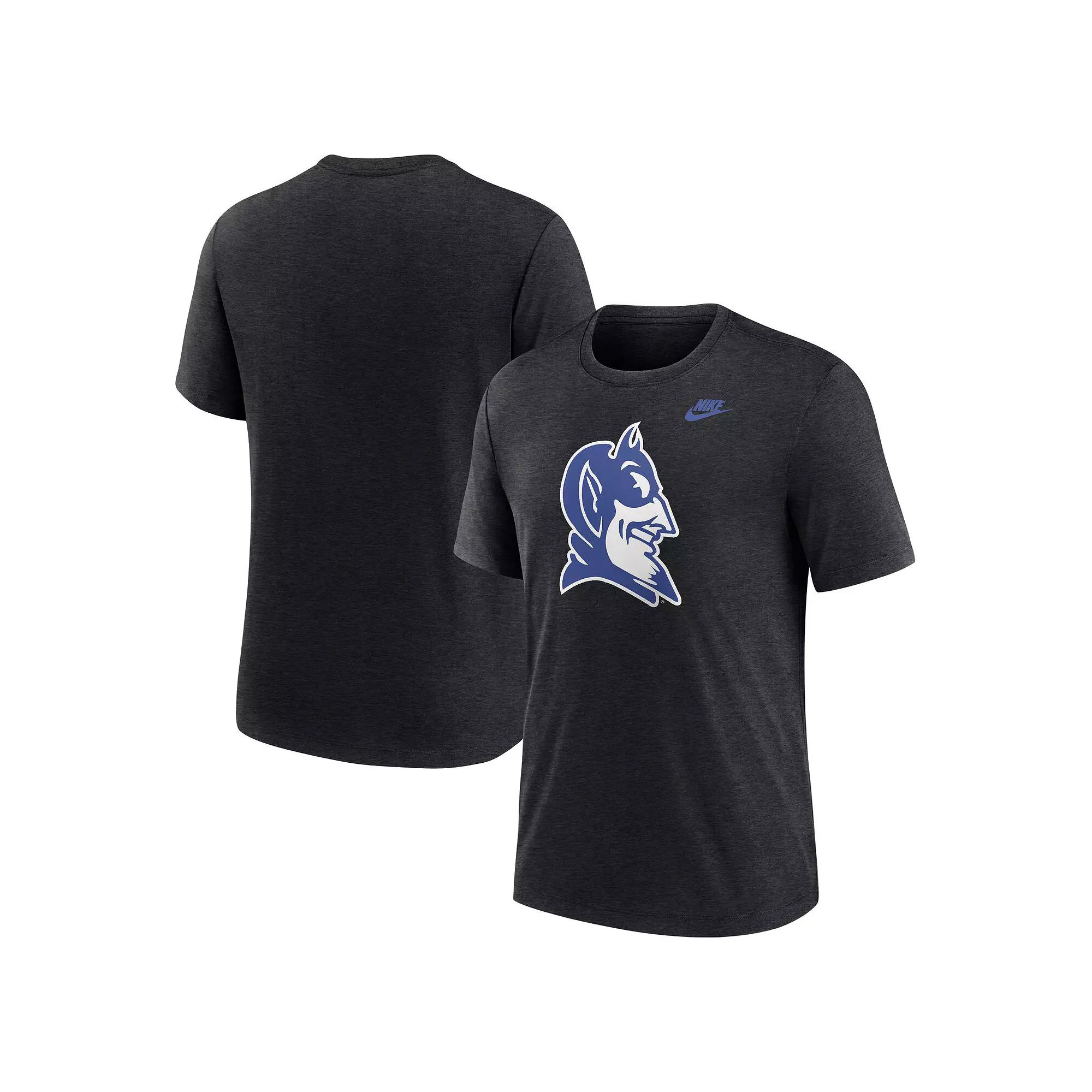 Men's Nike Heather Black Duke Blue Devils Blitz Evergreen Legacy Primary Tri-Blend T-Shirt,  Product Image