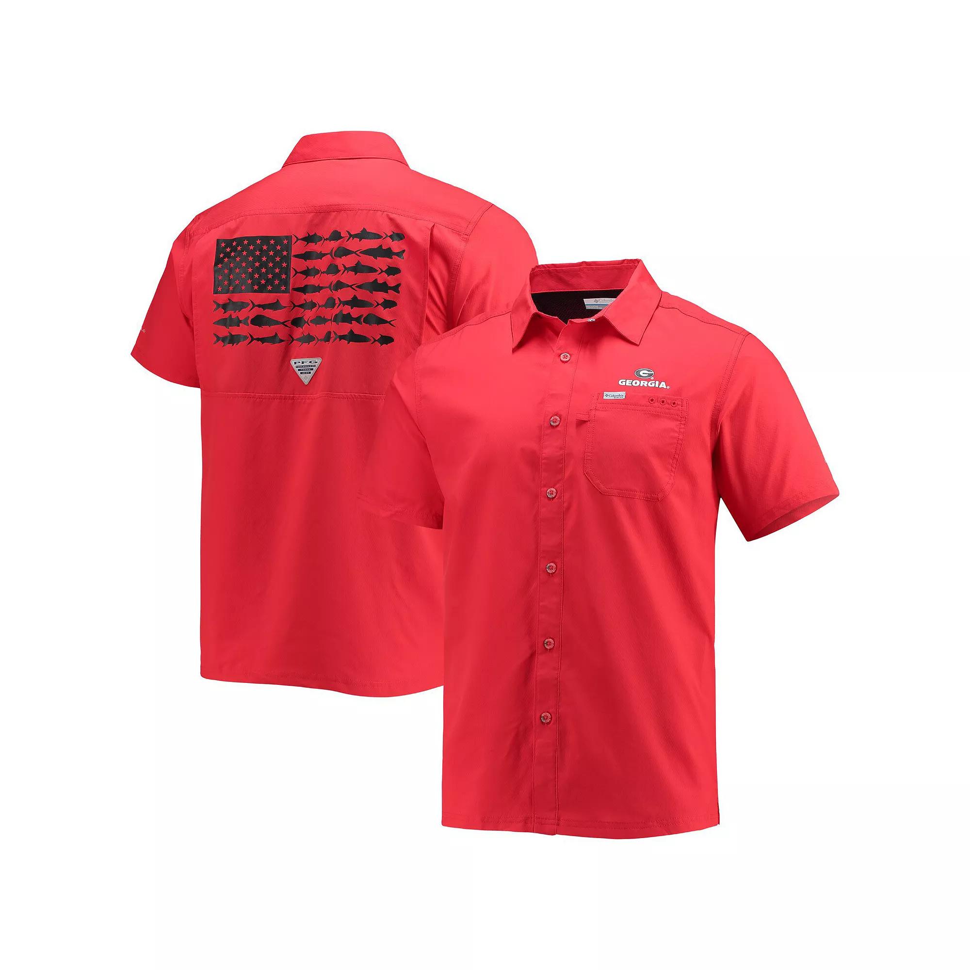 Men's Columbia PFG Red Georgia Bulldogs Slack Tide Camp Button-Up Shirt, Size: Medium Product Image