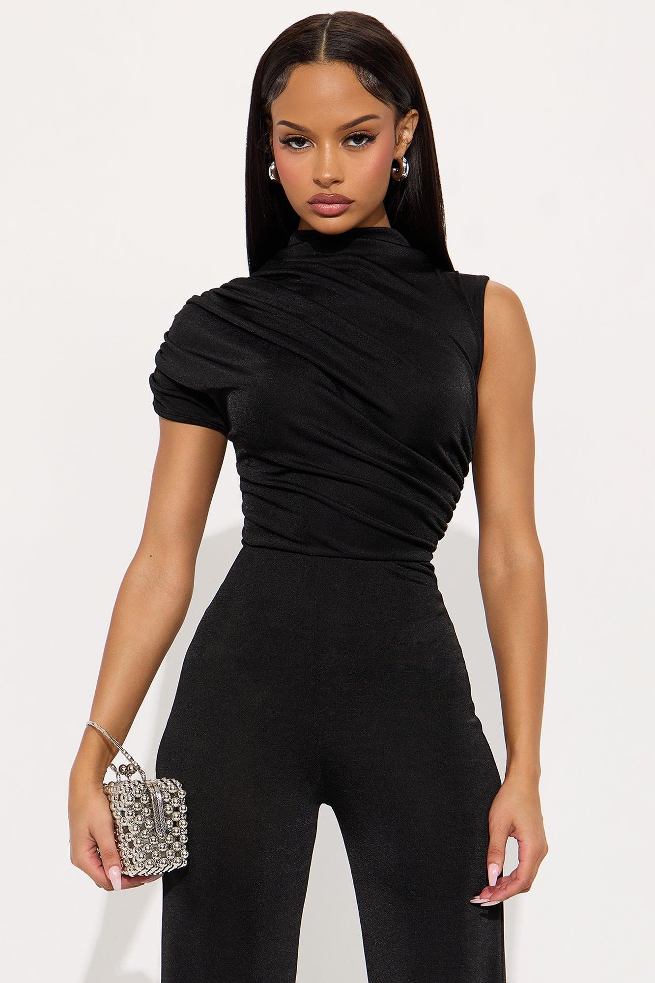 High Risk Ruched Wide Leg Jumpsuit - Black Female Product Image