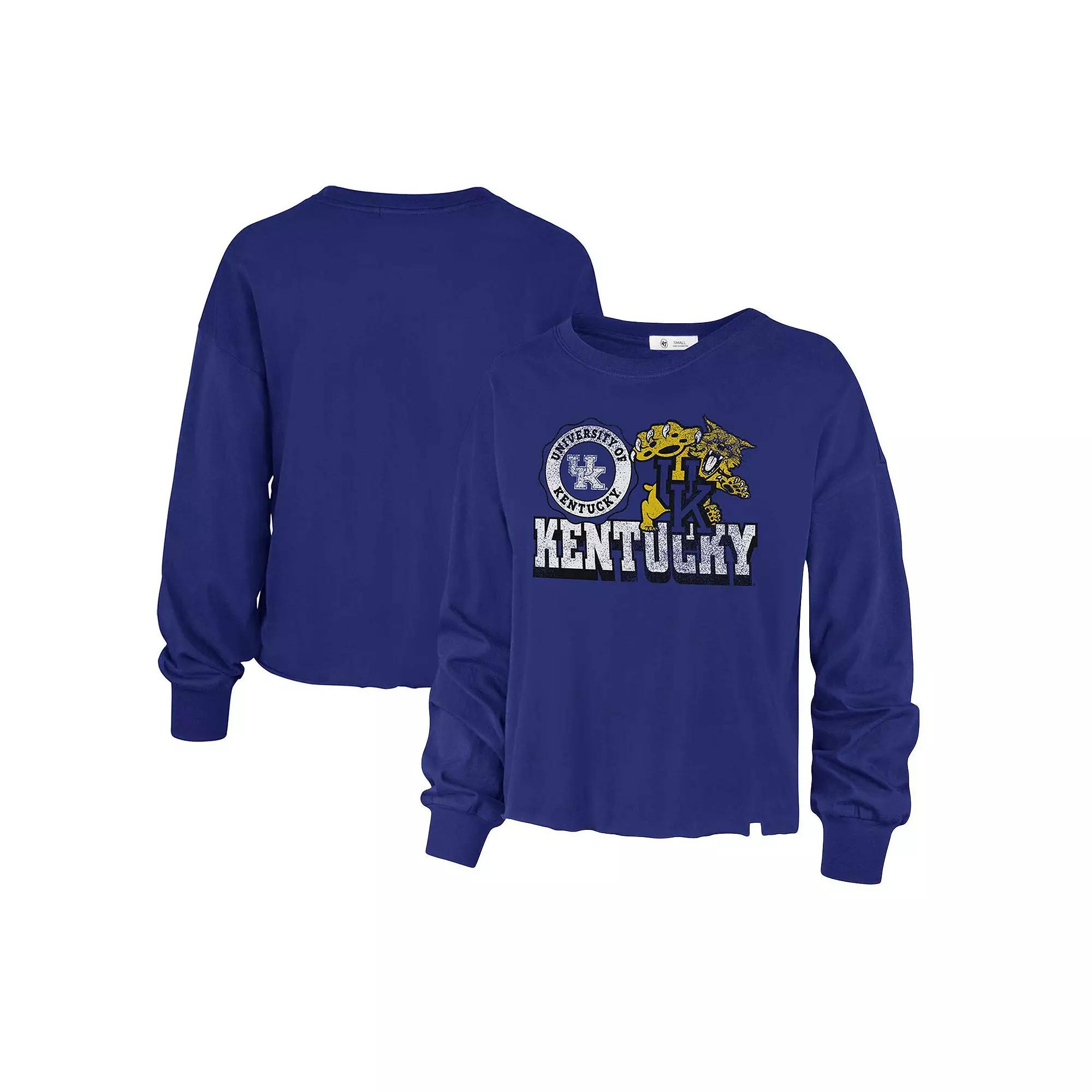 Women's '47 Royal Kentucky Wildcats Bottom Line Parkway Long Sleeve High Waist T-Shirt,  Product Image