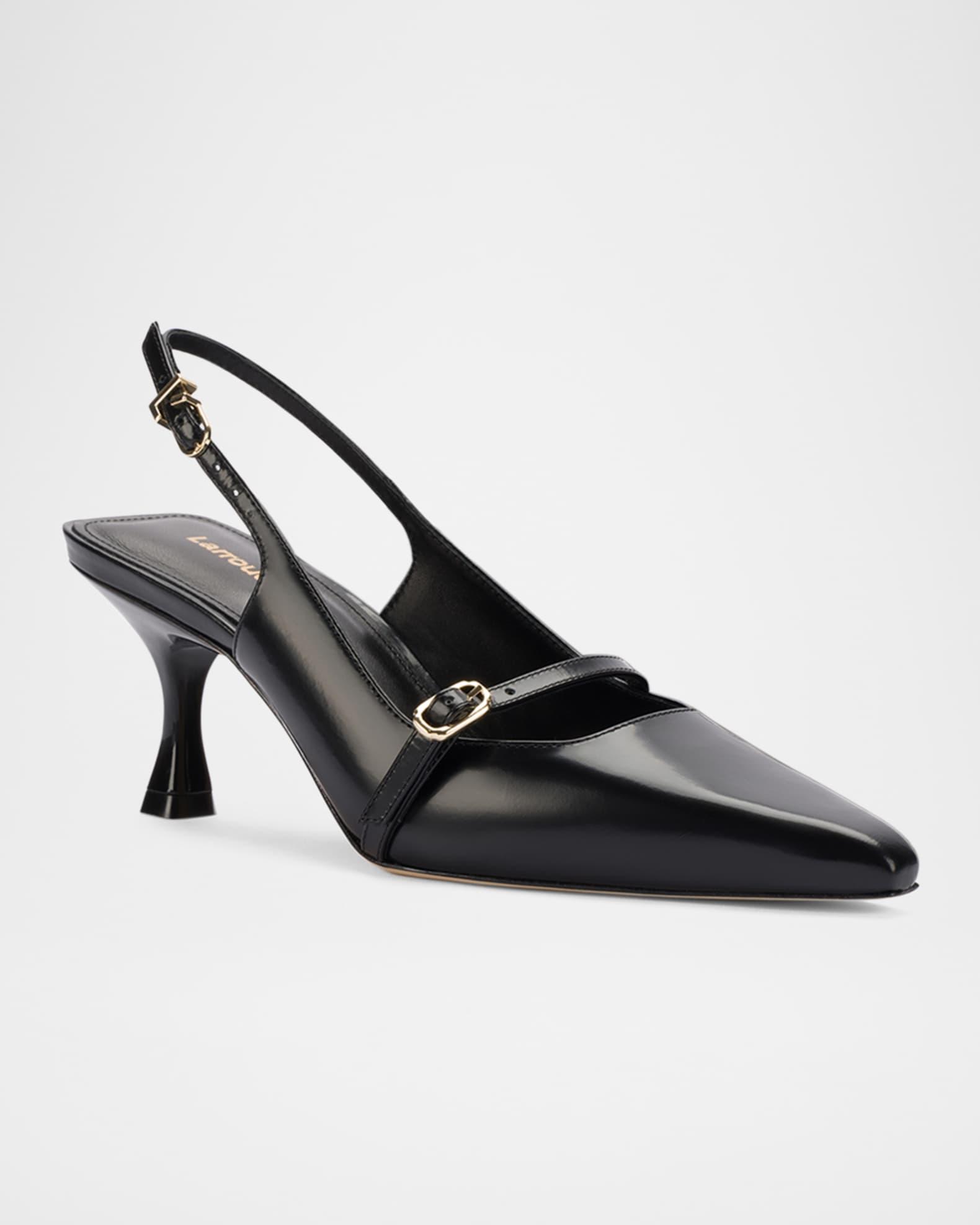 Ines Leather Buckle Slingback Pumps Product Image