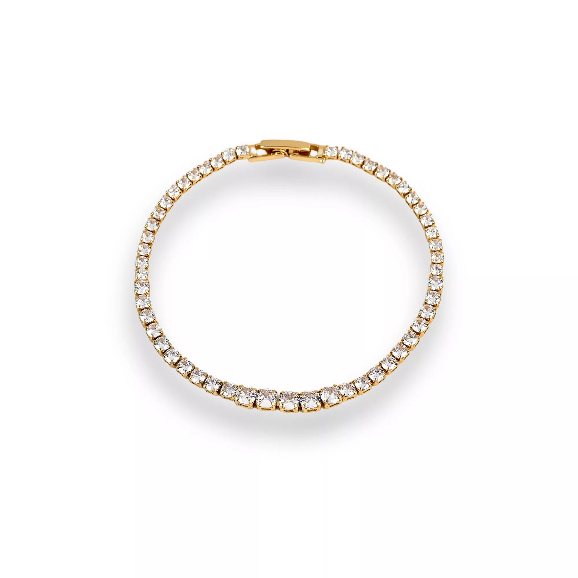 Danecraft Cubic Zirconia Tennis Bracelet, Women's, Size: 7, Gold Tone Product Image