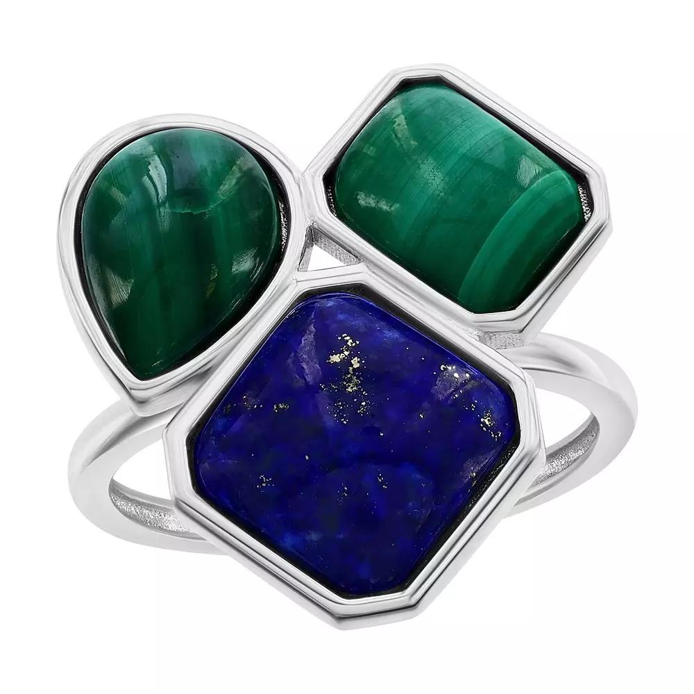 Nautica Rocks Sterling Silver Multi-Shaped Malachite and Lapis Ring, Women's, Size: 8 Product Image