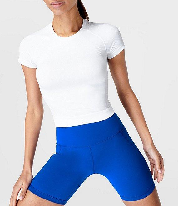 Sweaty Betty Athlete Seamless Crew Neck Short Sleeve Cropped Workout Tee Shirt Product Image