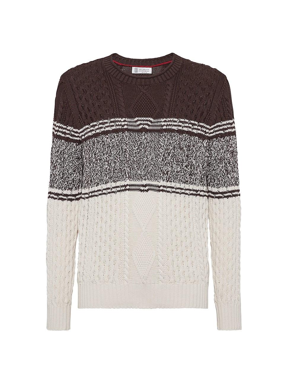 Mens Chin Stripe Cable Knit Sweater in Cotton Product Image