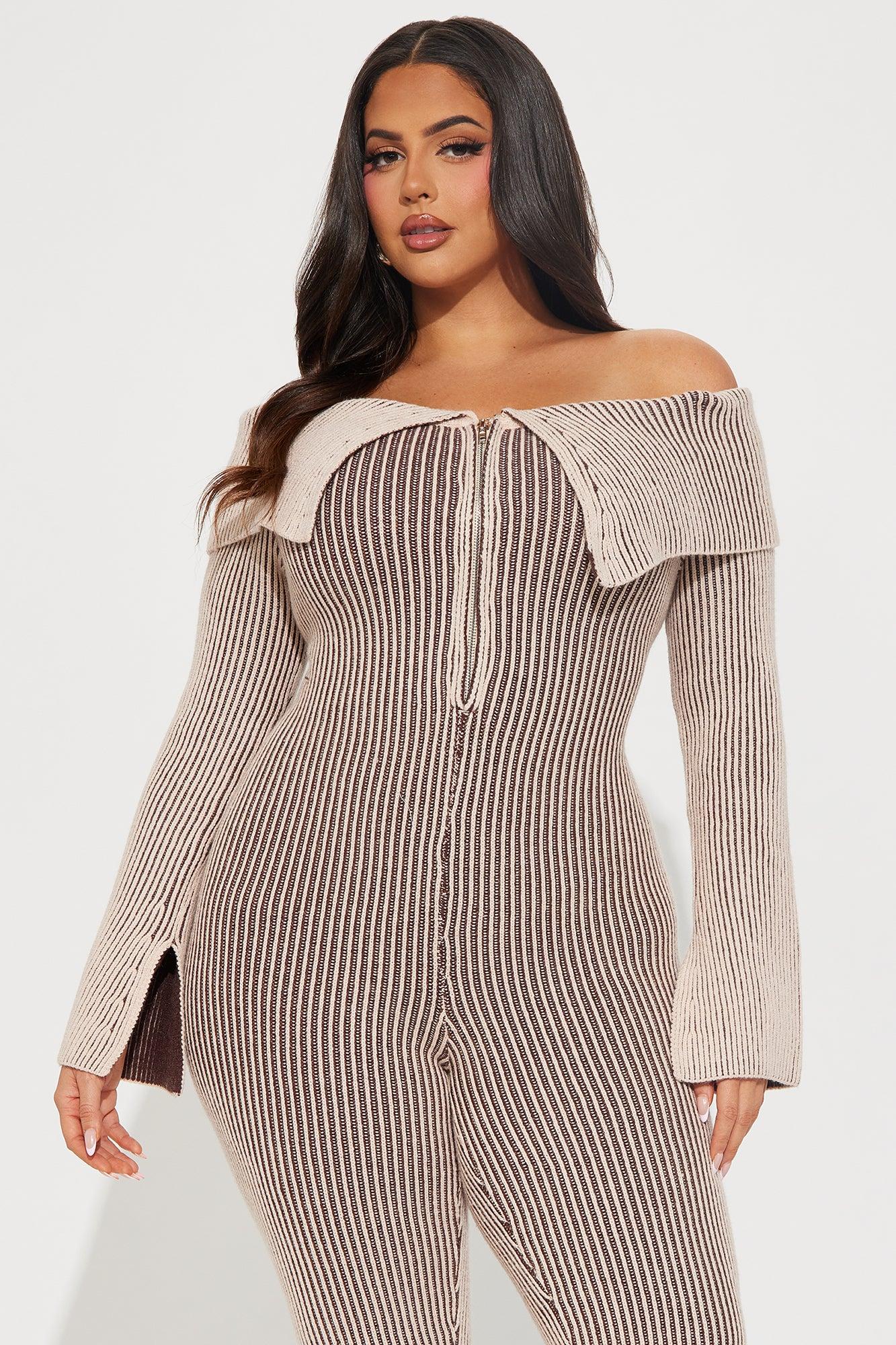 Cady Sweater Jumpsuit - Brown/combo Product Image