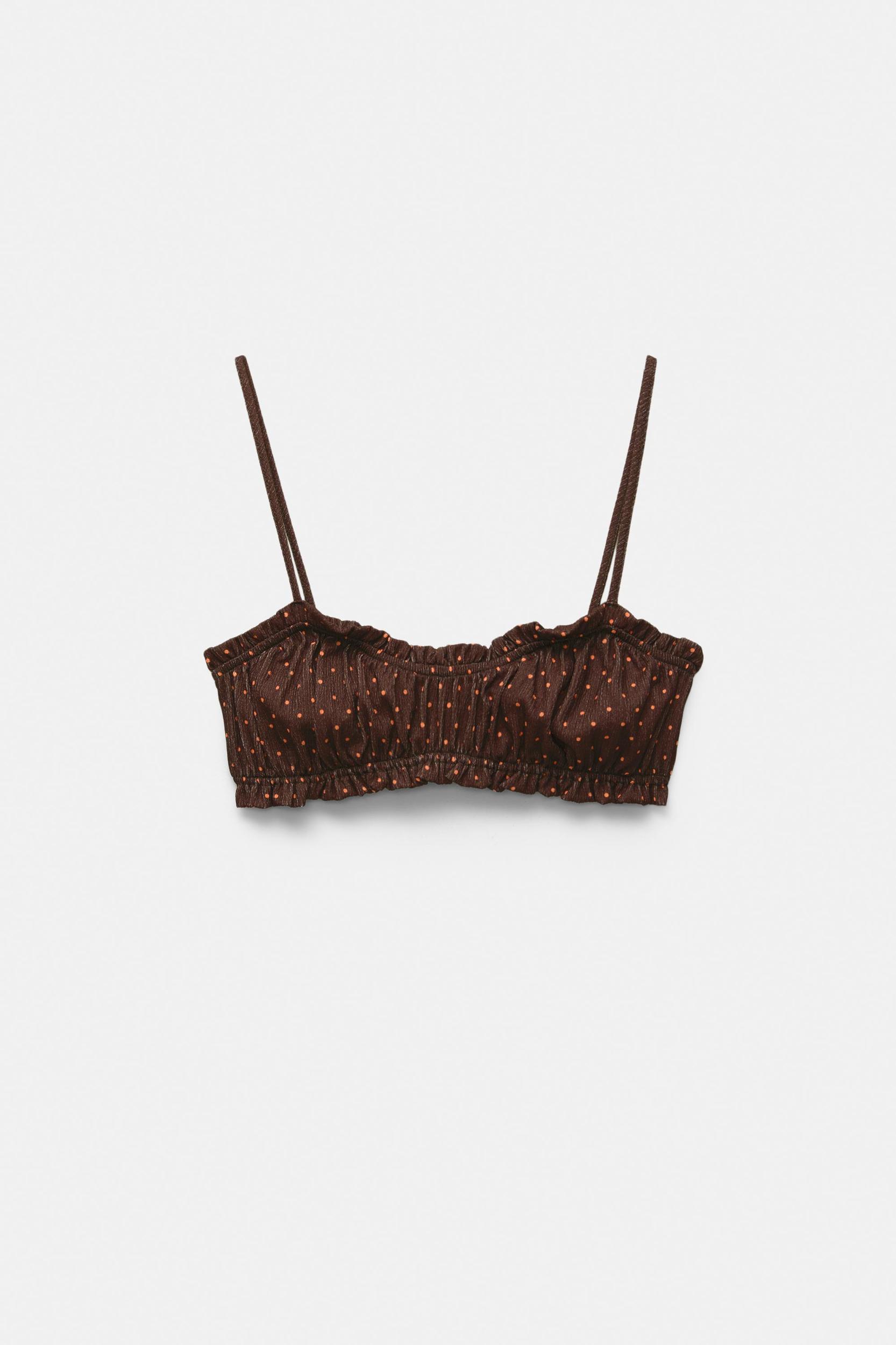 Brown polka dot crop top Product Image