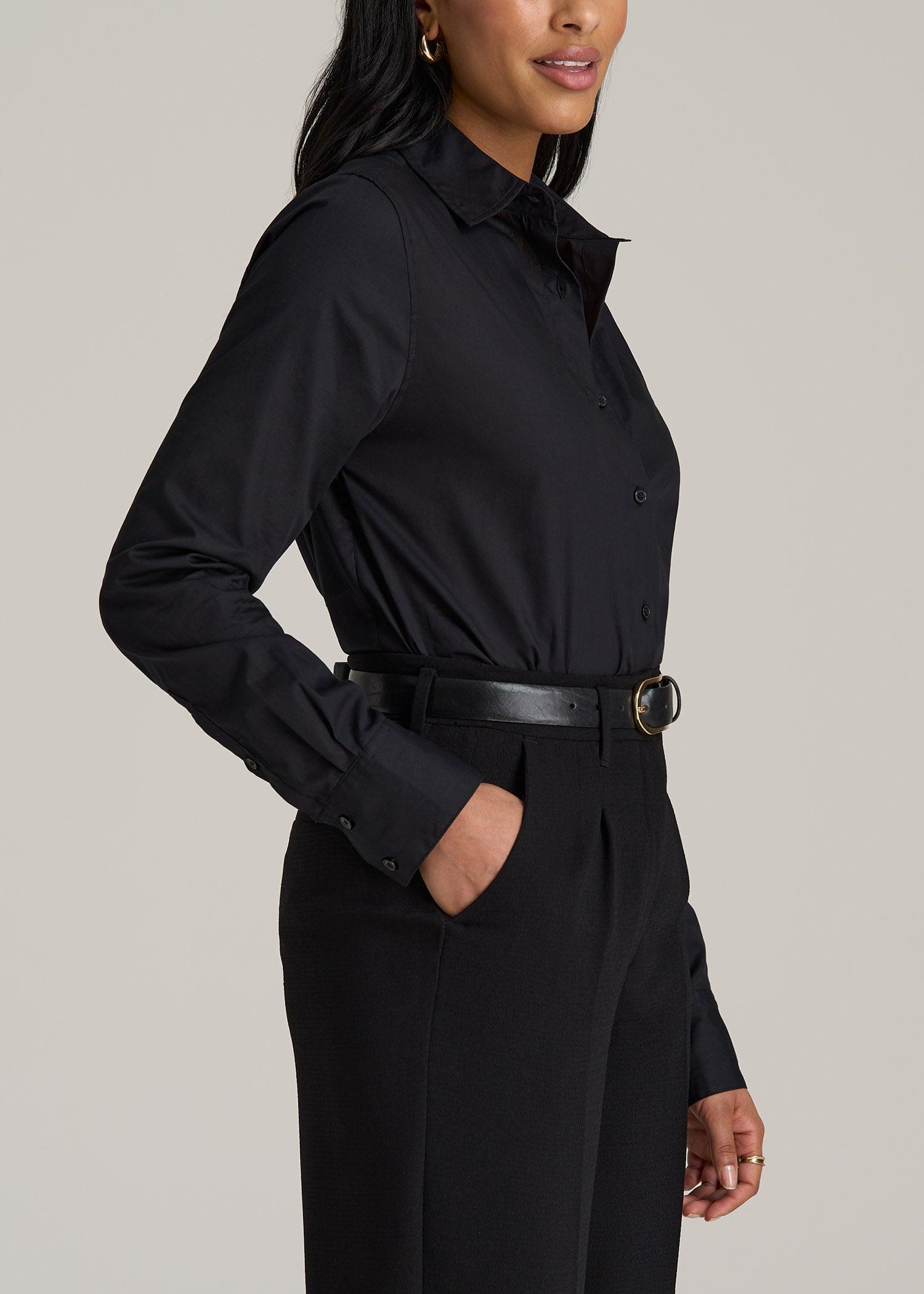 Regular Fit Dress Shirt for Tall Women in Black Female Product Image