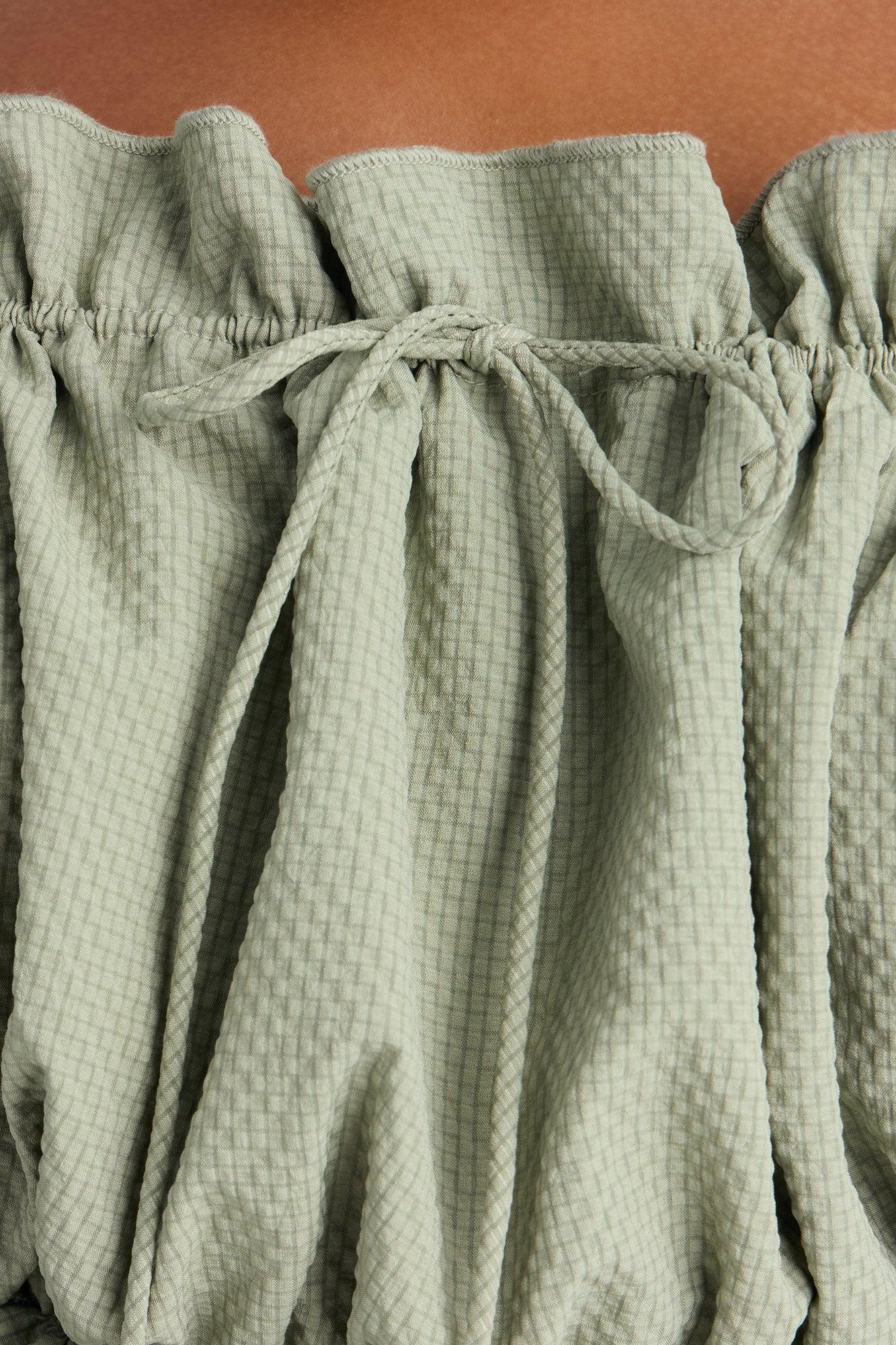 Sunkissed Therapy Lace Up Ruffle Top - Sage Female Product Image