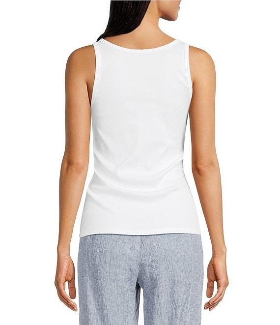 Eileen Fisher Organic Cotton Blend Stretch Rib Knit Scop Neck Sleeveless Tank Product Image