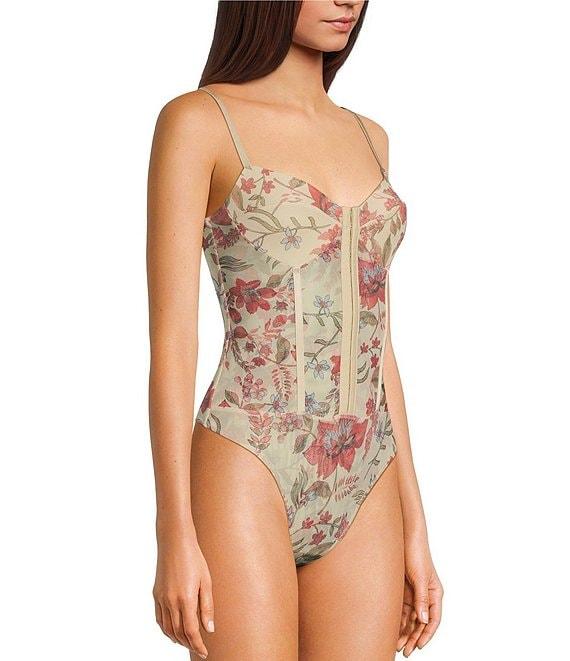 Free People Night Rhythm Printed Sweetheart Neck Bodysuit Product Image