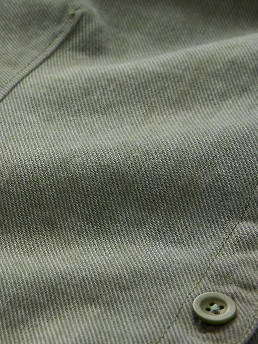 Denim Barrel-Sleeve Crop Shirt Product Image