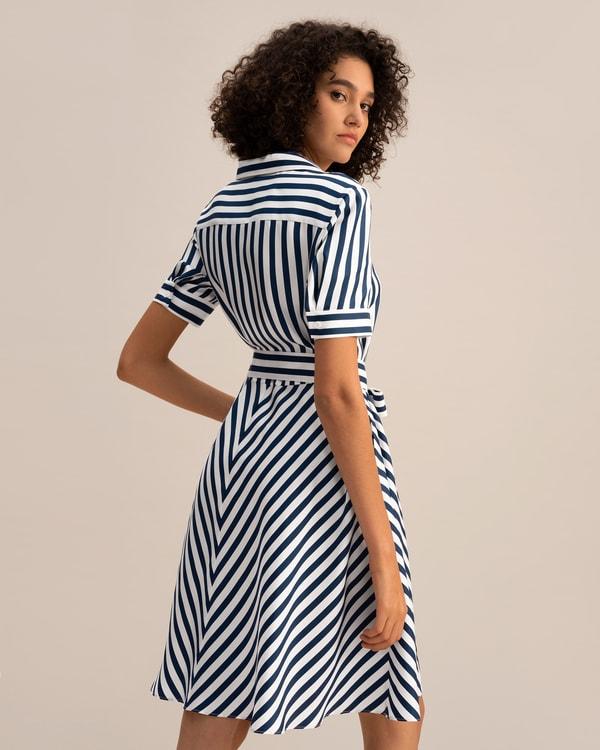 Amalfi Stripe Silk Shirtdress with Belt Product Image