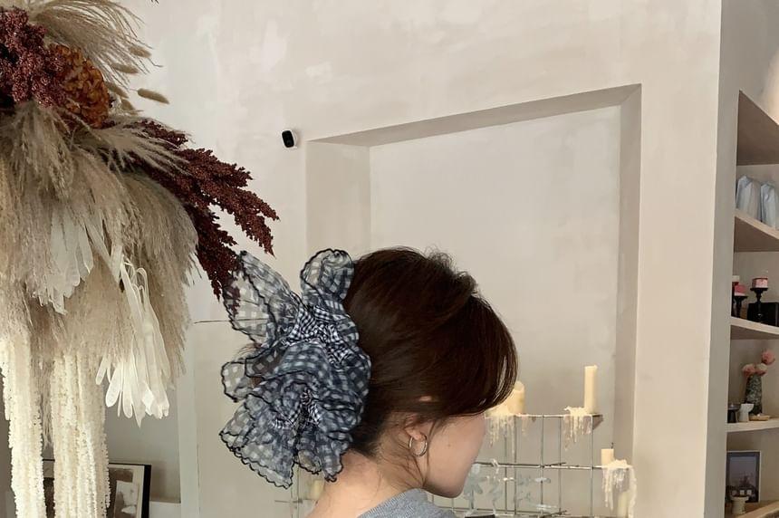Gingham Mesh Scrunchie Product Image