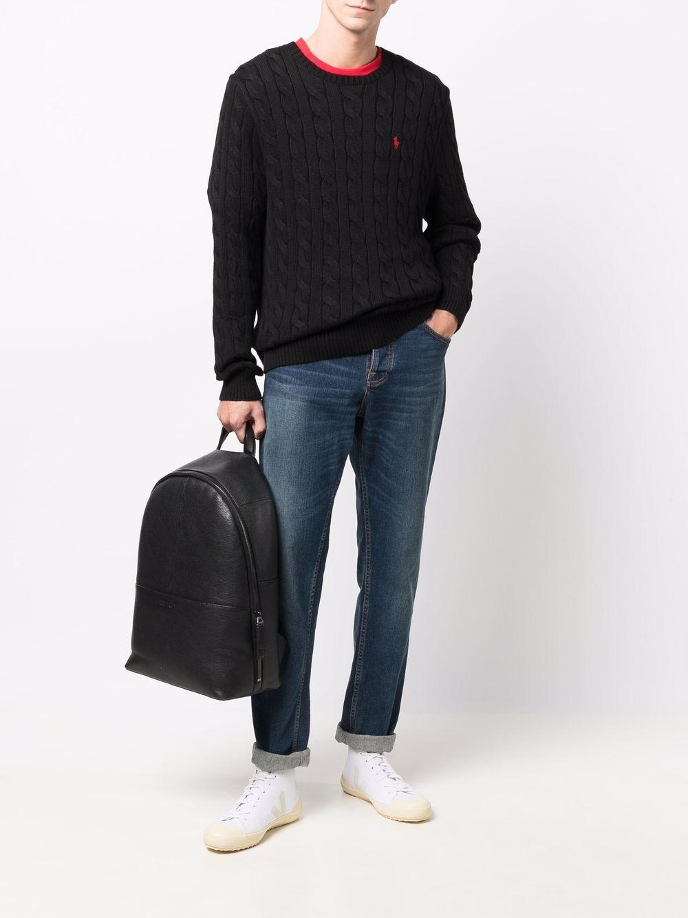 logo-embroidered cable-knit jumper Product Image