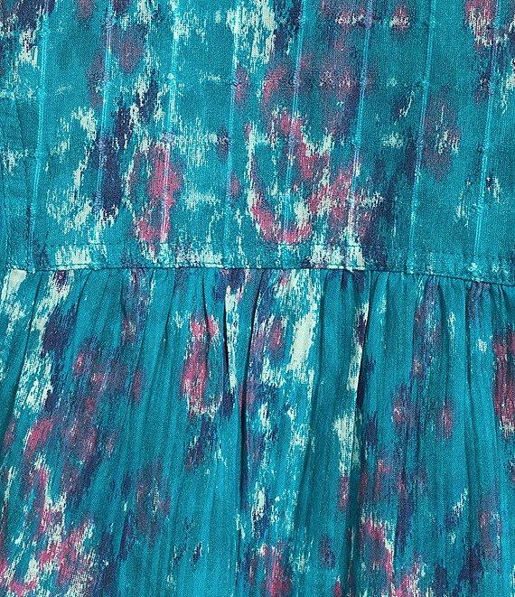 Westbound Tie-Dye Roll Tab Long Sleeve Point Collar Henley Top Product Image