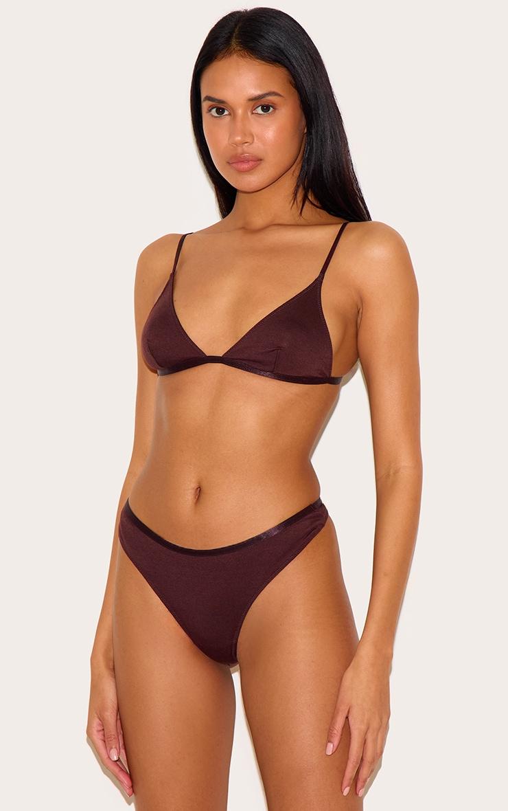 Chocolate Jersey Triangle Basic Lingerie Set Product Image