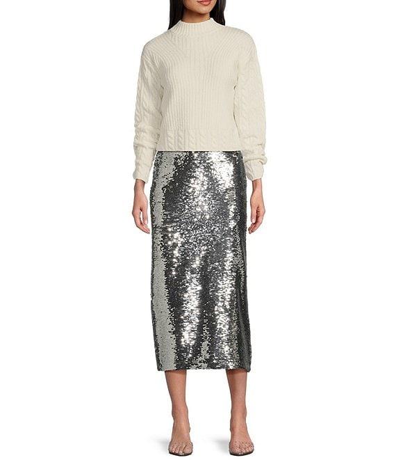 GB Sequin Midi Skirt with Slit Product Image
