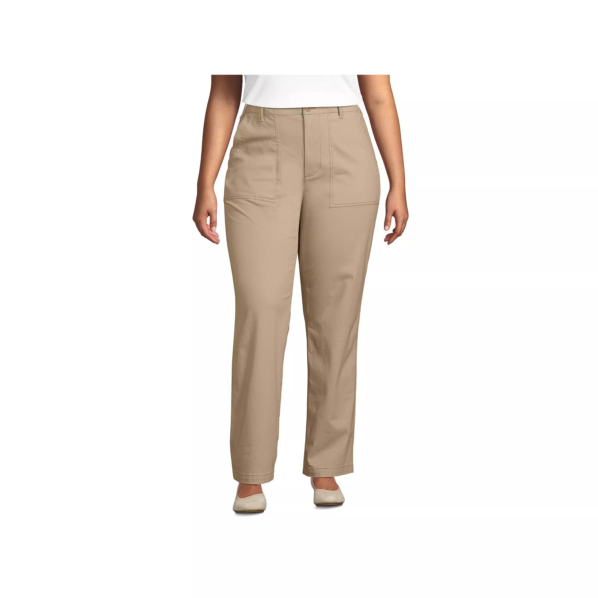 Plus Size Lands' End High-Rise Chino Utility Straight Leg Pants, Women's, Size: 16 W, Estate Green Product Image