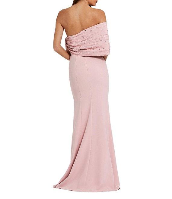 Mac Duggal Beaded Off The Shoulder Crepe Mermaid Gown Product Image