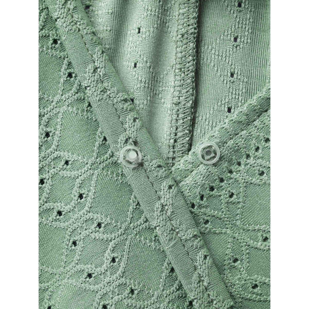 Plus Size Sage Eyelet Embroidery Tiered Ruffle Trim Jumpsuit Women Elegant Cap Sleeve Heart neckline Everyday Loose Jumpsuits BloomChic 22-24/3X Product Image