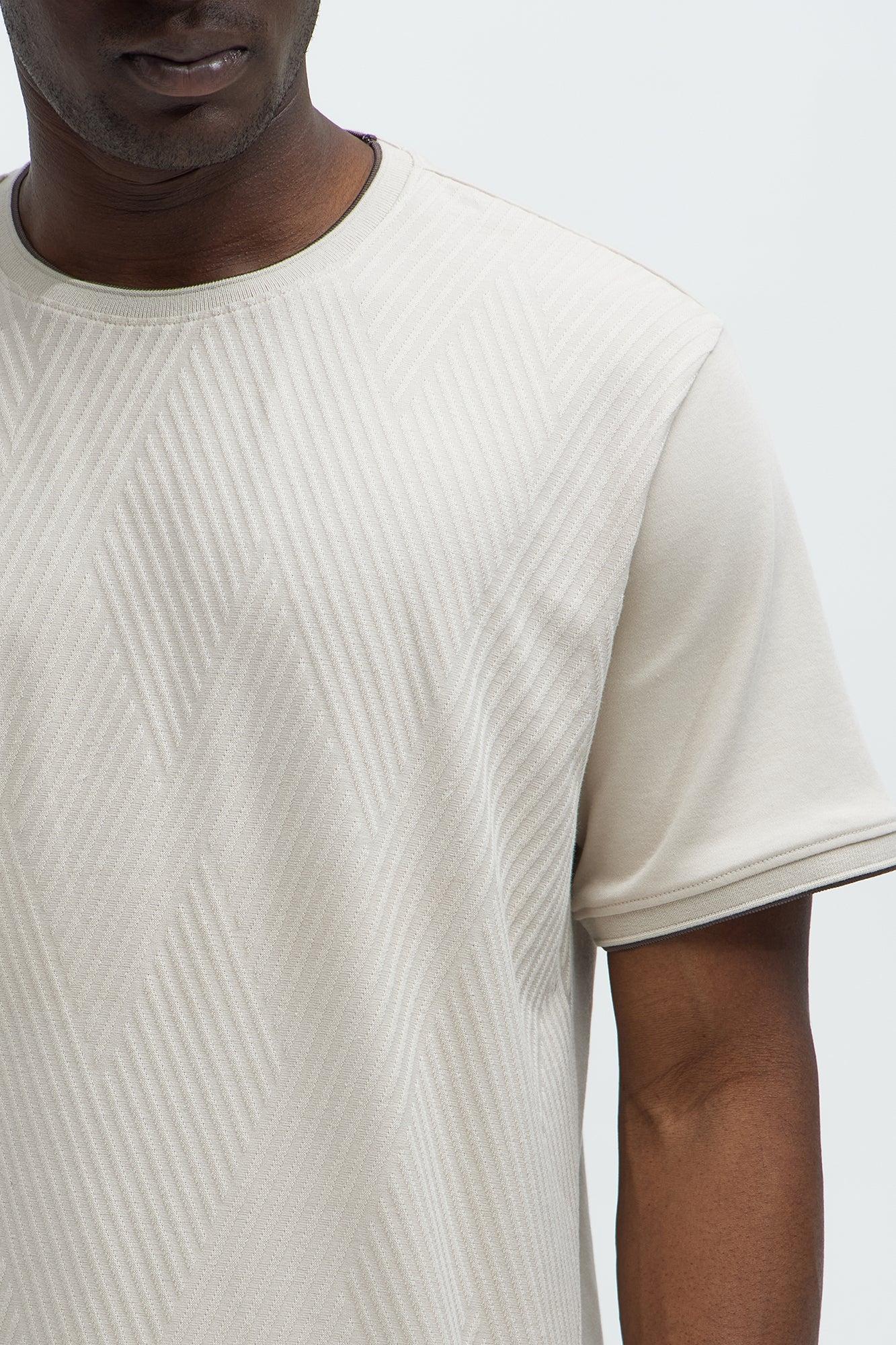 Ribbed Short Sleeve Crew Tee - Sand Product Image